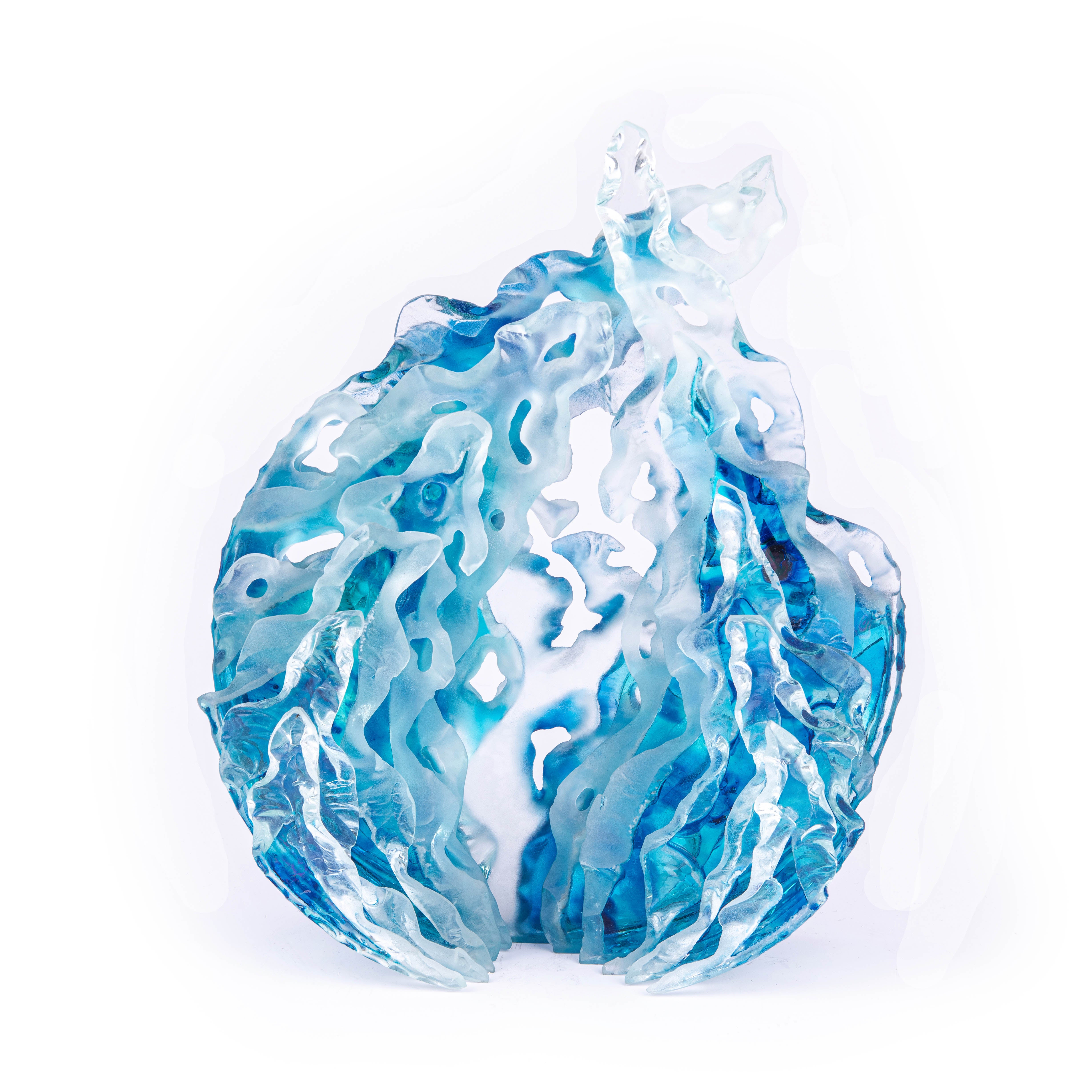 New Art. Blue Crystal Sculpture. Large Size