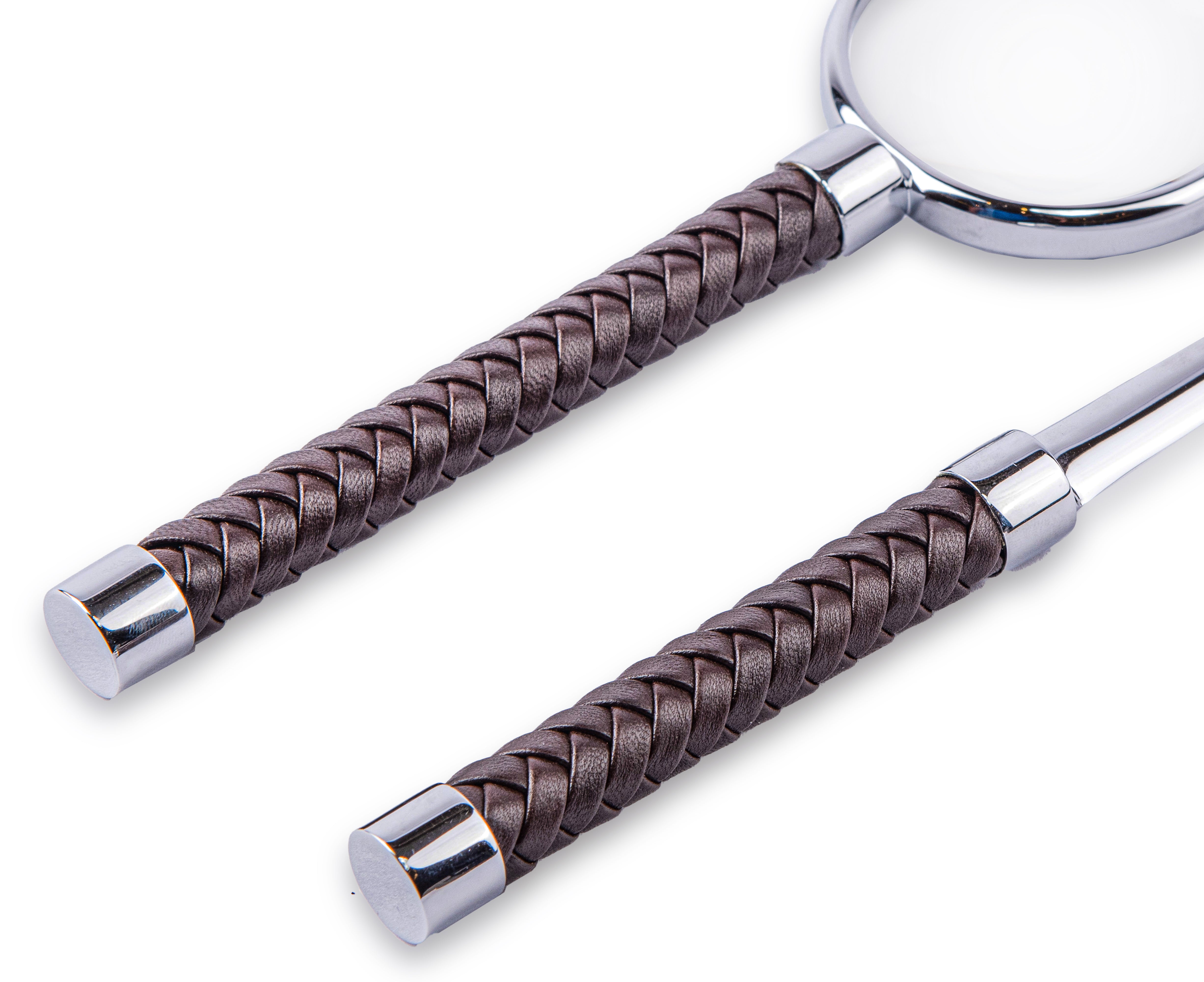 Riviere. A Set of Letter Opener and Magnifier with Dark Brown Leather