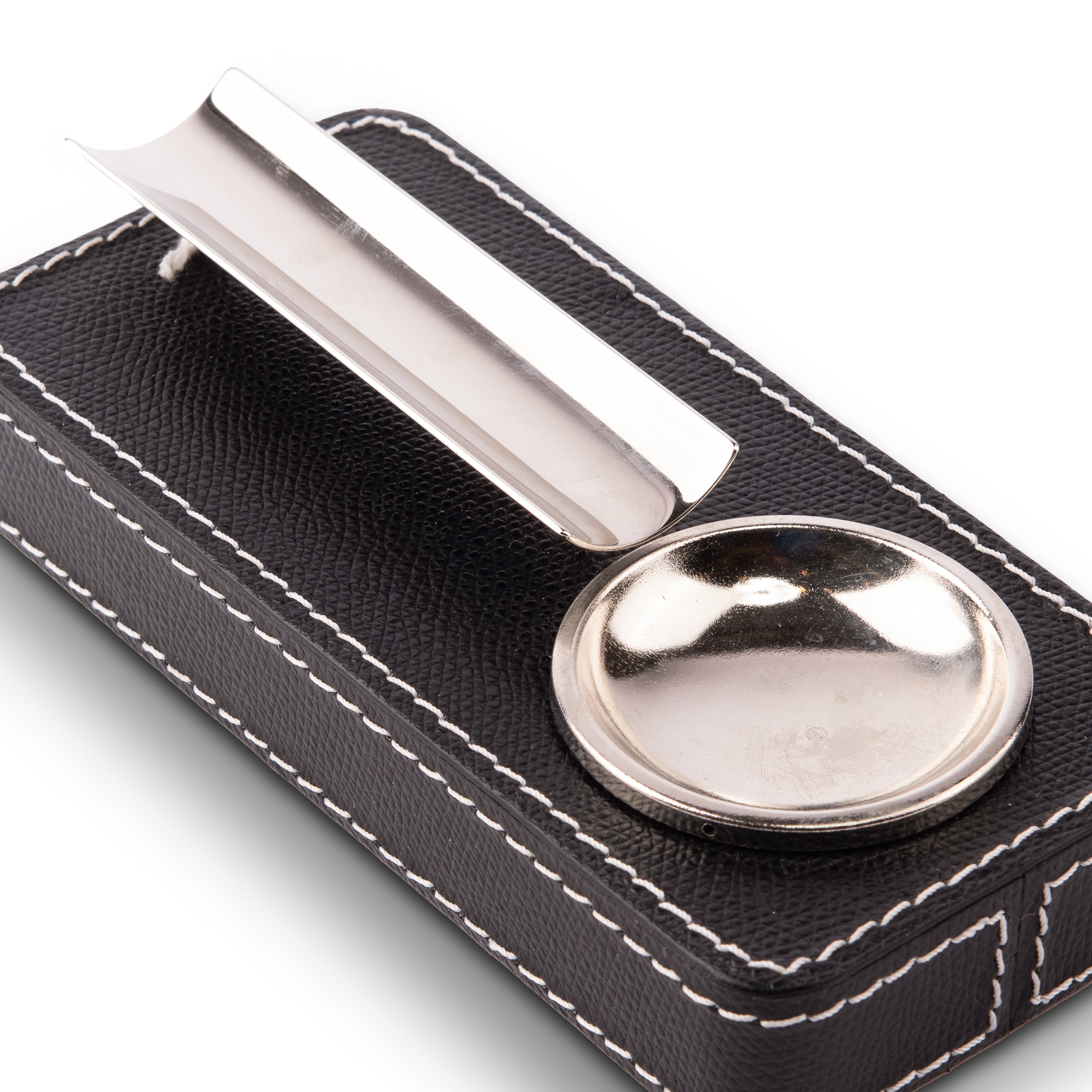 B.Home Interiors. Black Leather Cigar Ashtray. Small Size.