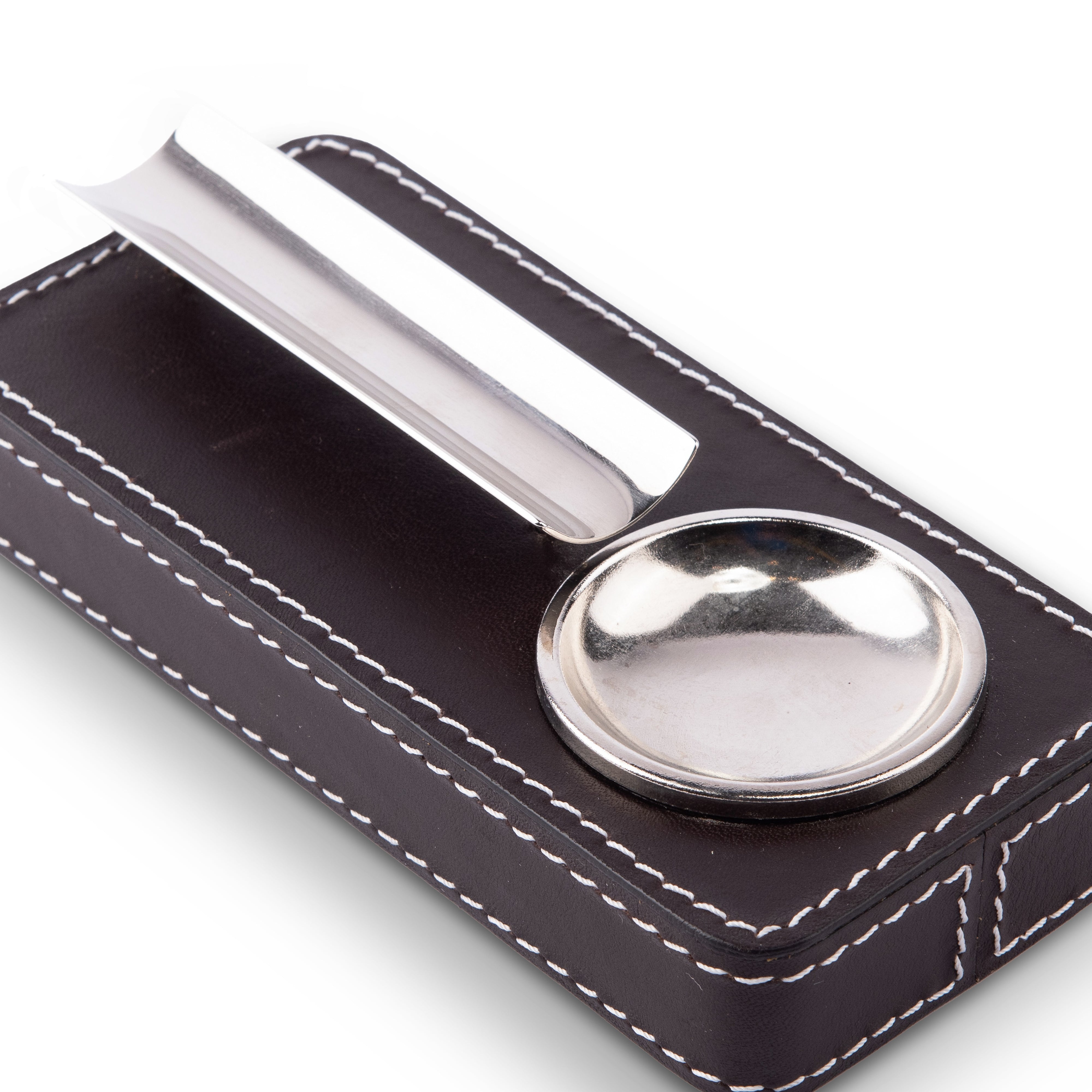 B.Home Interiors. Brown Leather Cigar Ashtray