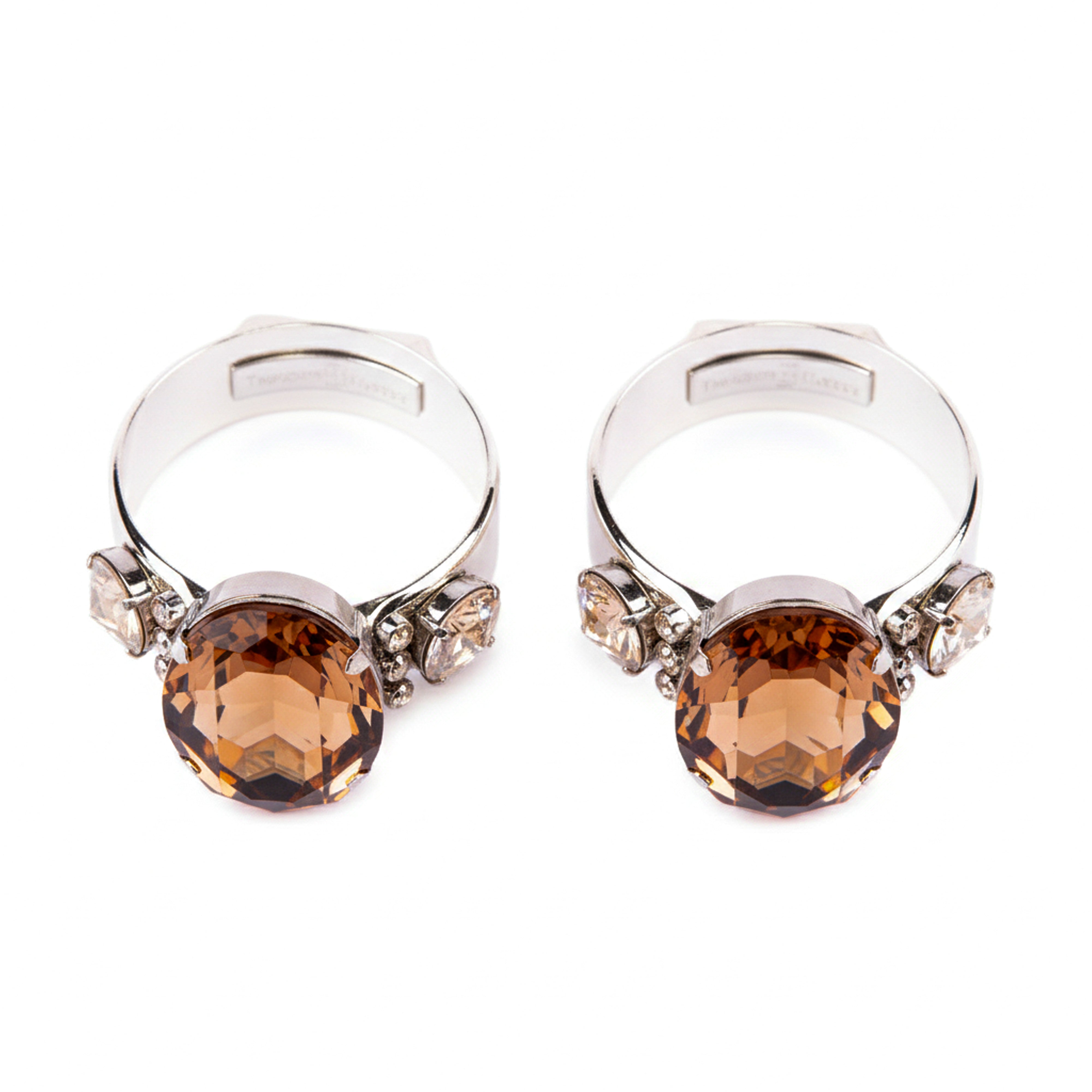 Thorson Hosier. Oval Cut Montana Napkin Rings. Set of 2. Studded With Golden Swarovski