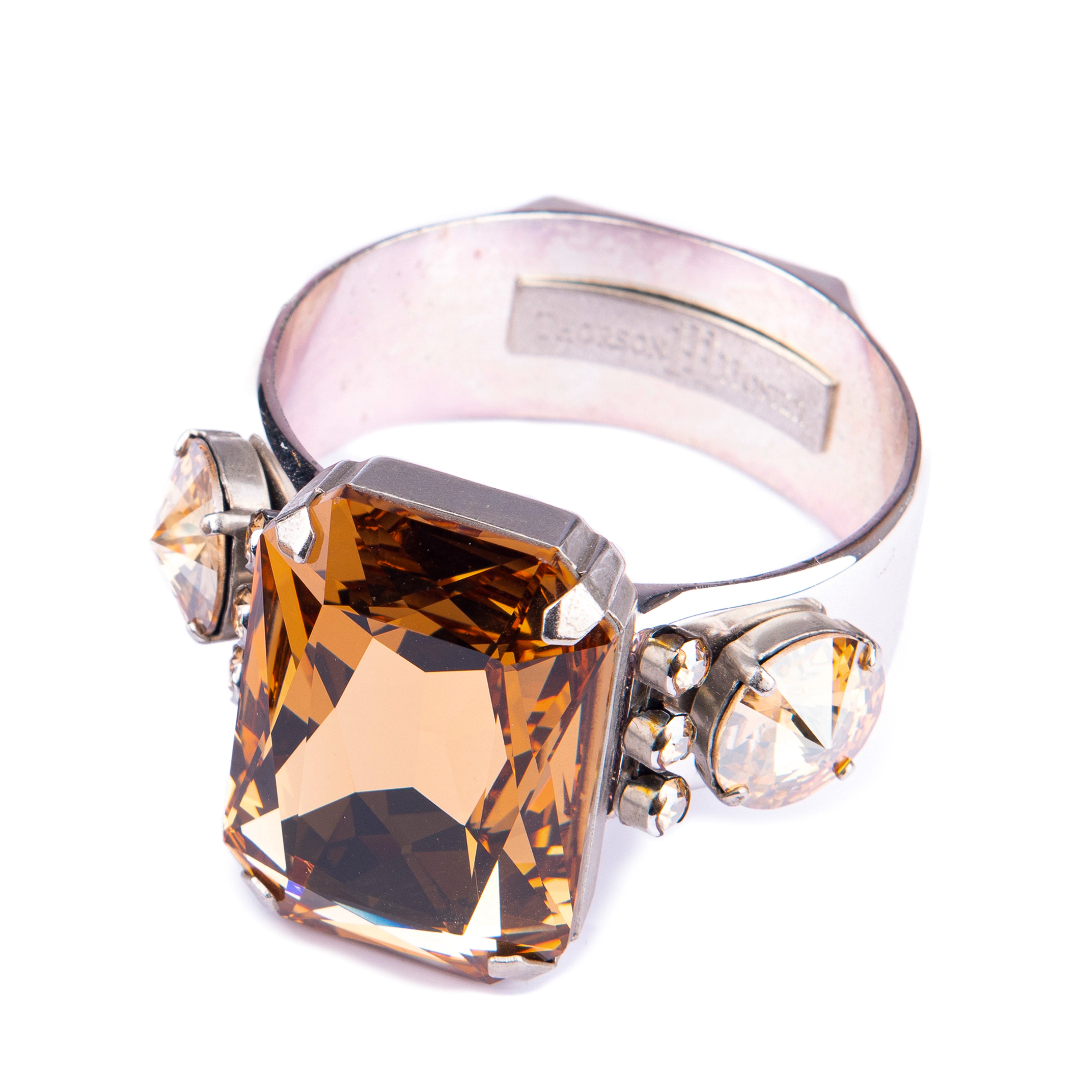 Thorson Hosier. Emerald Cut Napkin Rings. Set of 2. Studded With Golden Swarovski