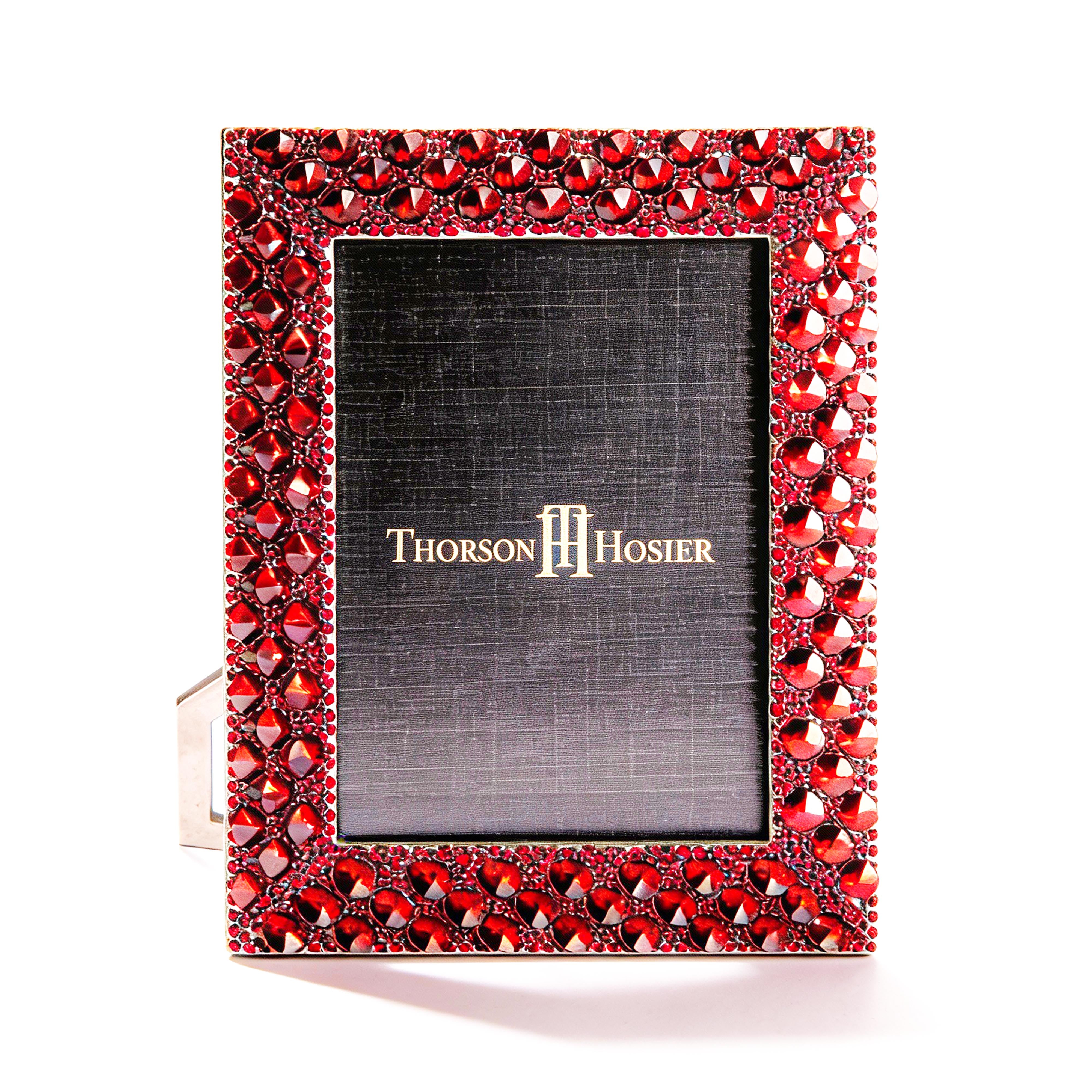 Thorson Hosier. Mansfield Photo Frame Studded with Ruby Stones. Available in Two Sizes.