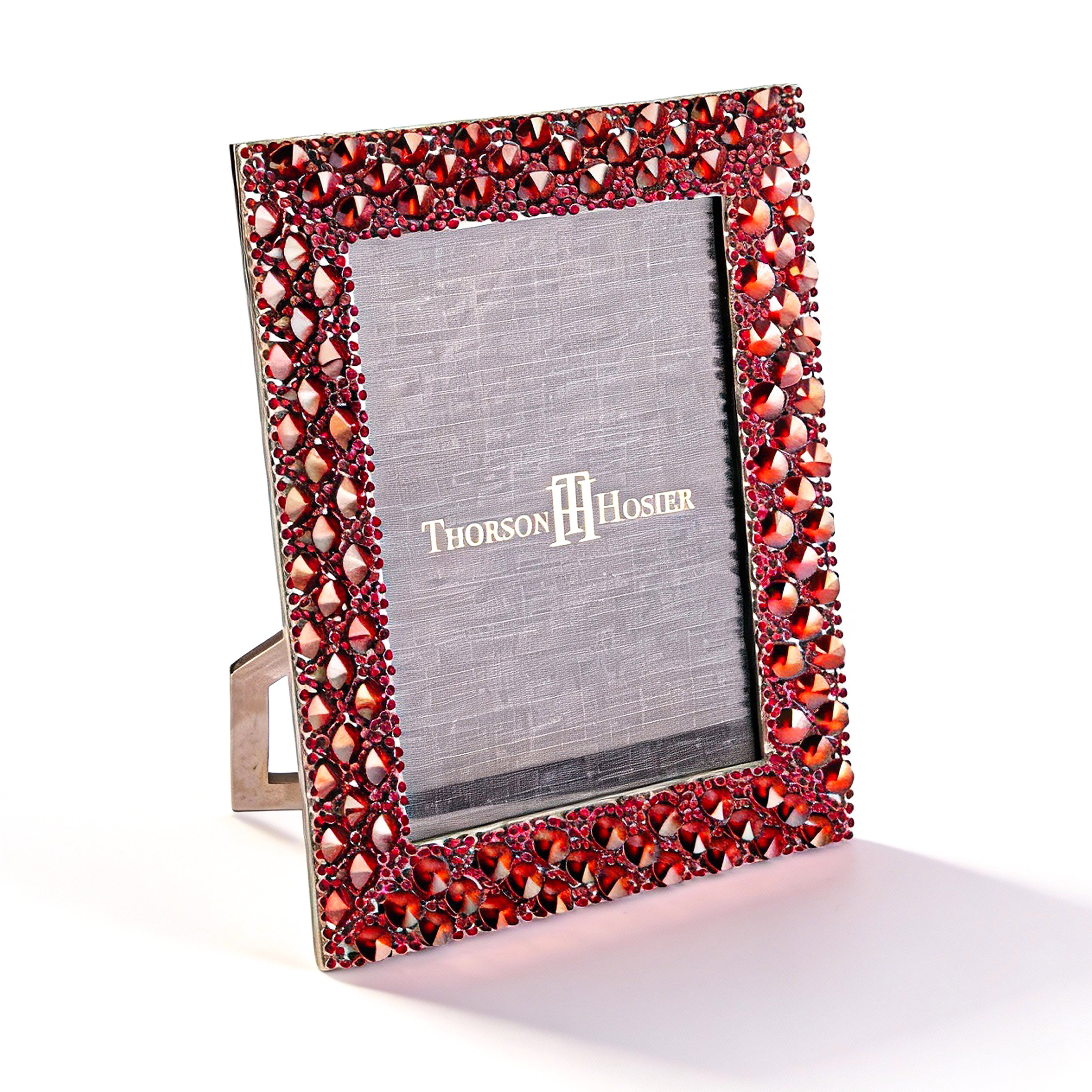 Thorson Hosier. Mansfield Photo Frame Studded with Ruby Stones. Available in Two Sizes.