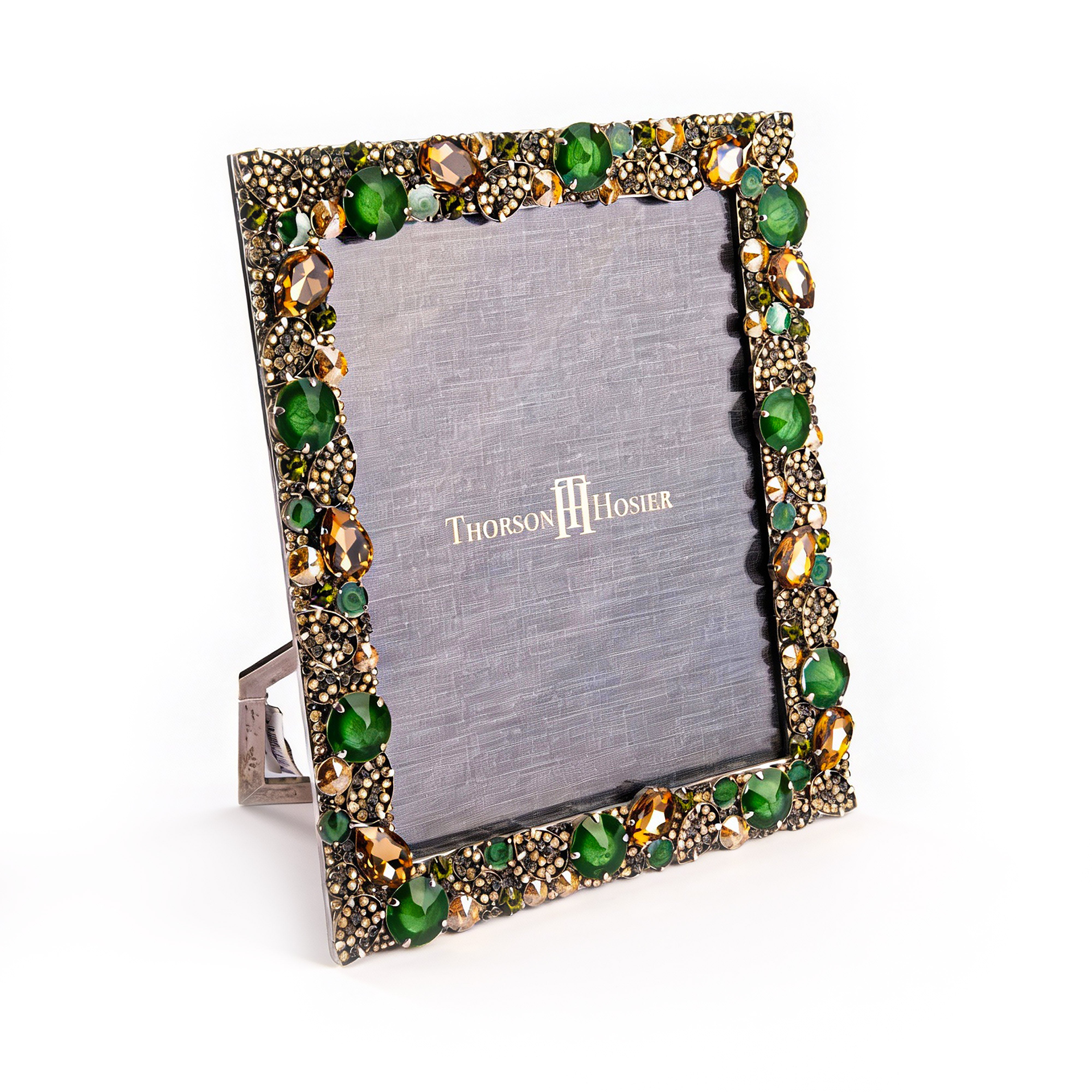 Thorson Hosier. Stainless Steel and Glass Photo Frame with Flowers All Around