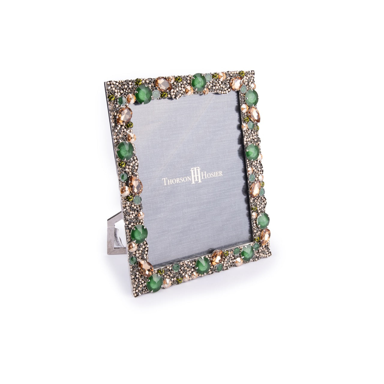 Thorson Hosier. Stainless Steel and Glass Photo Frame with Flowers All Around