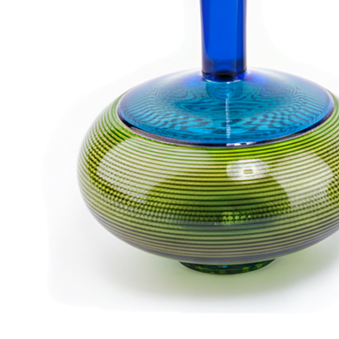 Moonlight & Roses. Blue & Green Glass Bottle. Large Size