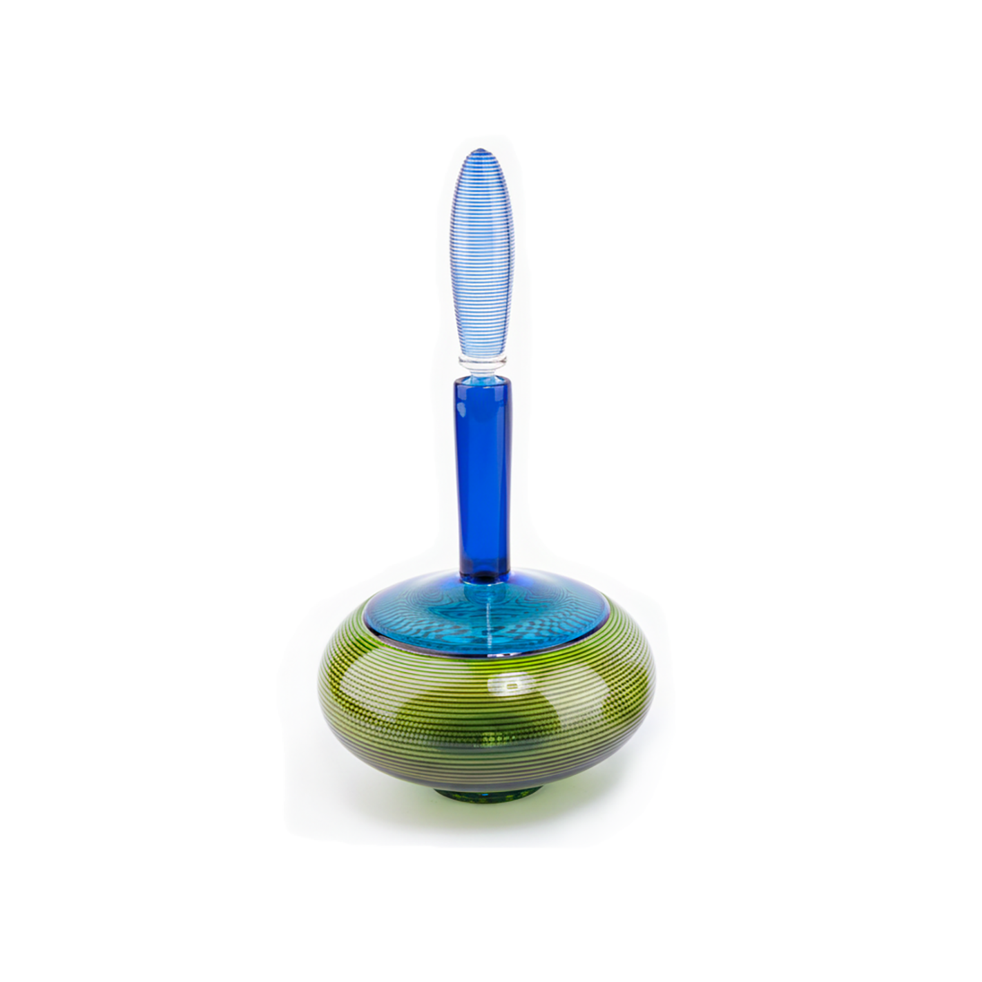 Moonlight & Roses. Blue & Green Glass Bottle. Large Size