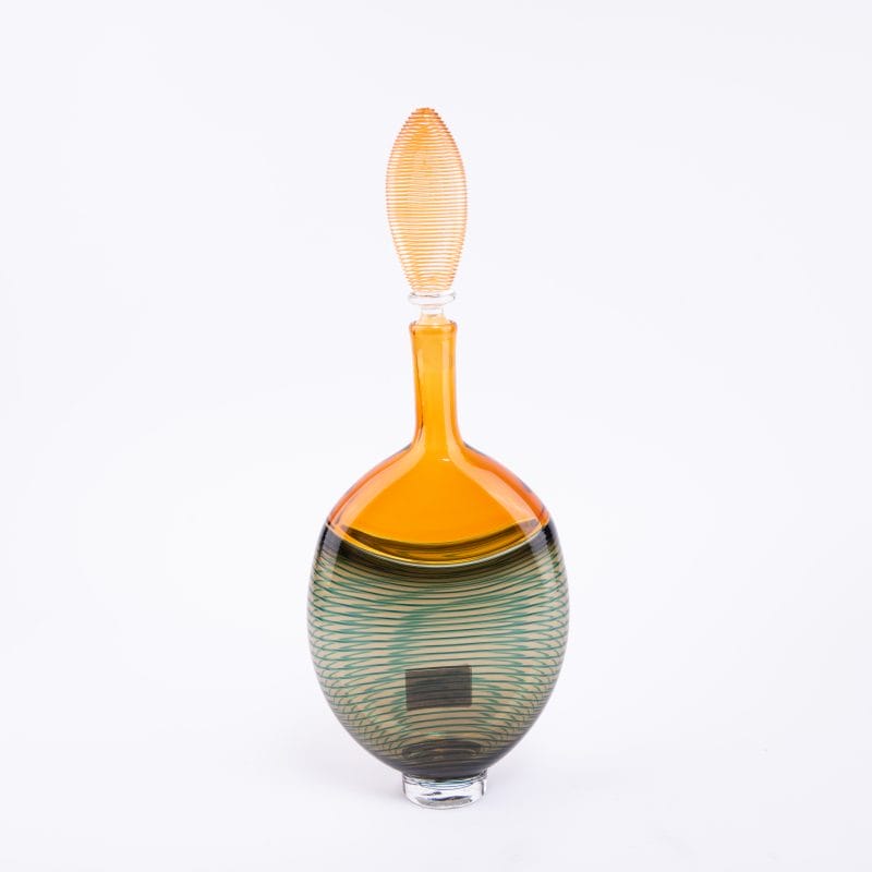 Moonlight & Roses. Green Glass Bottle. Medium Size