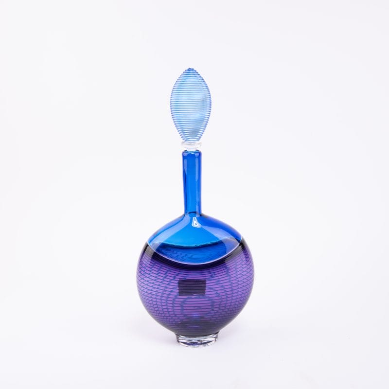 Moonlight & Roses. Purple & Blue Glass Bottle. Large Size