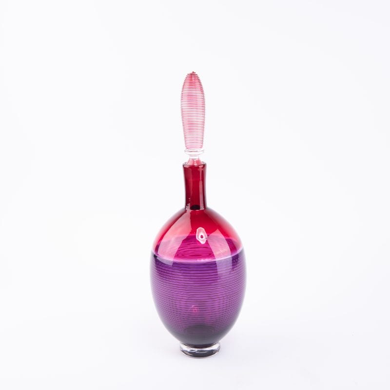 Moonlight & Roses. Purple & Pink Glass Bottle. Large Size