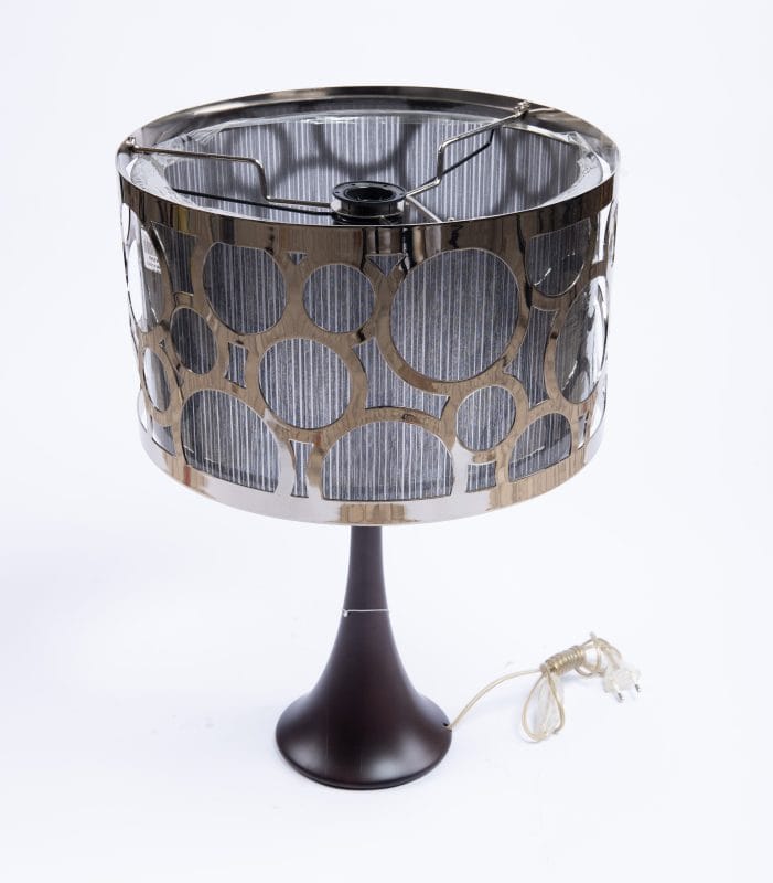 CB Collection. Table Lamp in Black Fabric & Silver Detailing