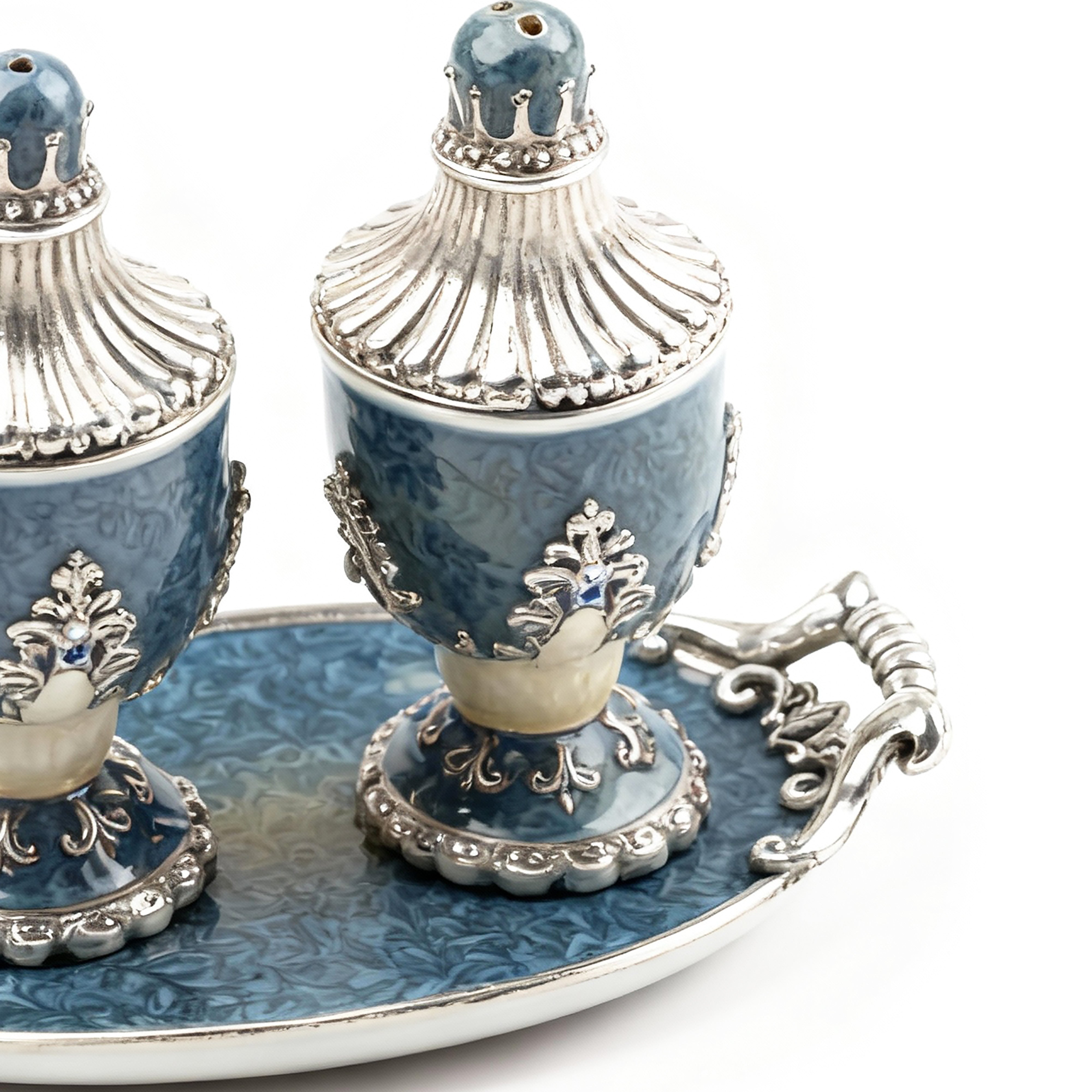 Quest Collection. Palais Salt and Pepper Shakers Hand-painted and Studded with Stones