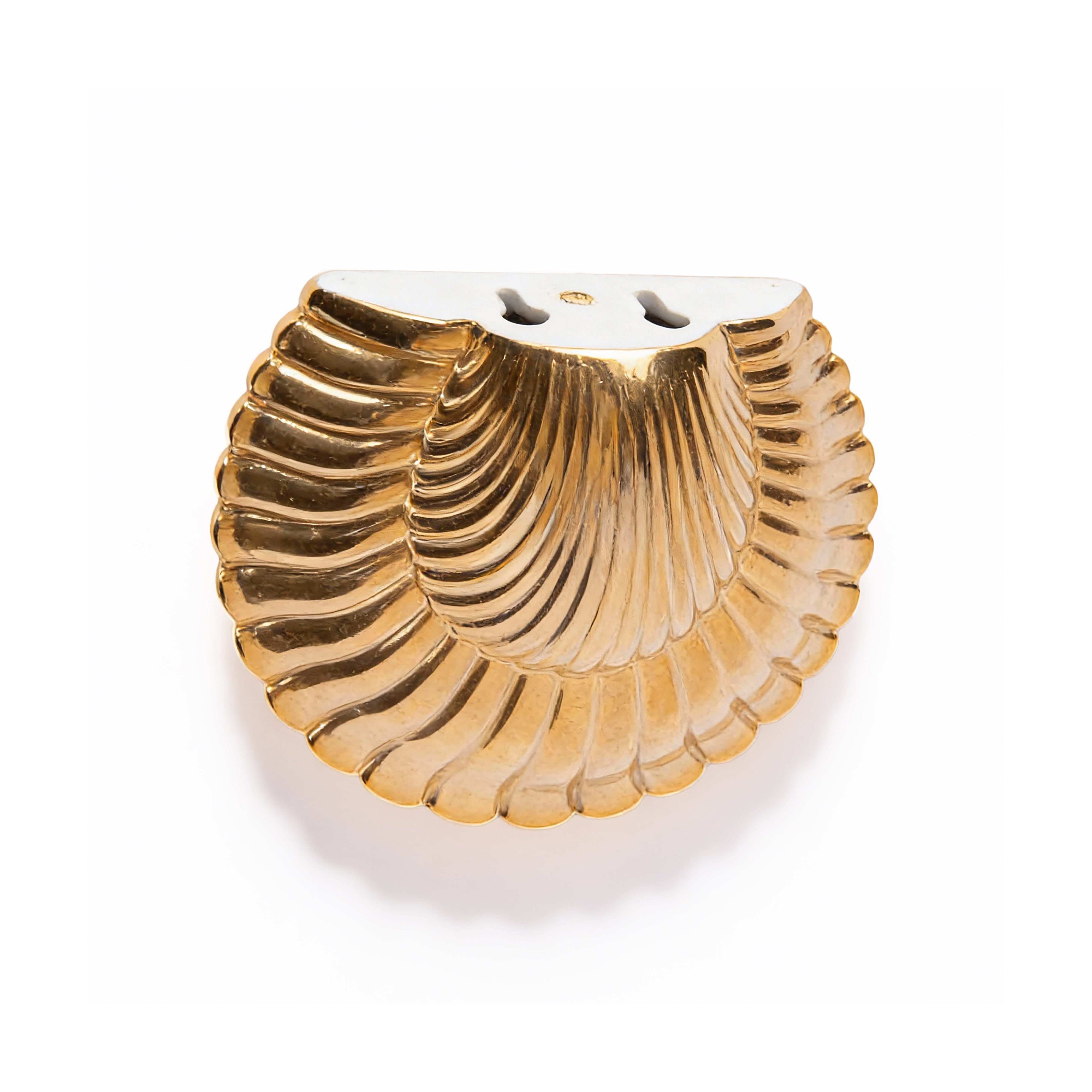 Global Views. Golden Porcelain Shell Shaped Shelf. Large Size