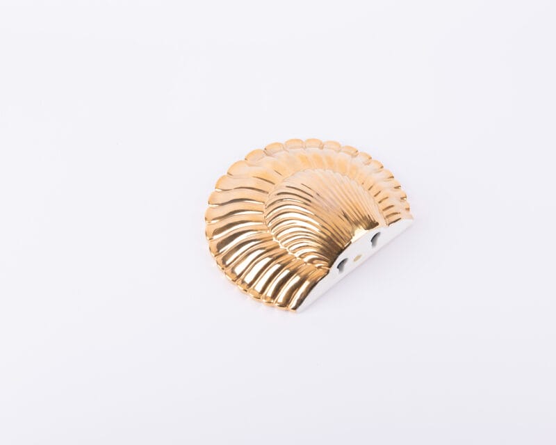 Global Views. Golden Porcelain Shell Shaped Shelf. Large Size