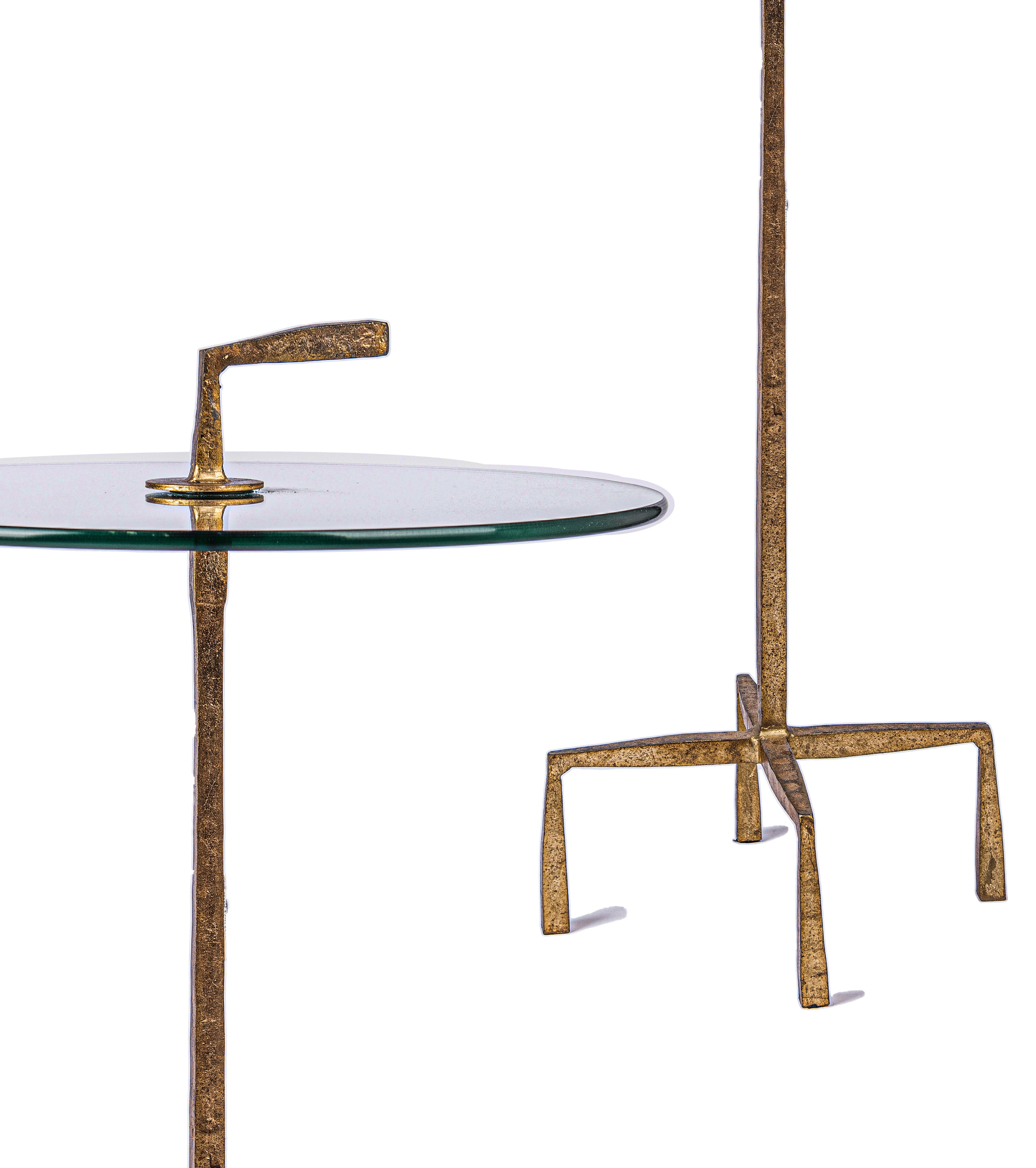Global Views. Quad Pod Accent Table. Gold Leaf