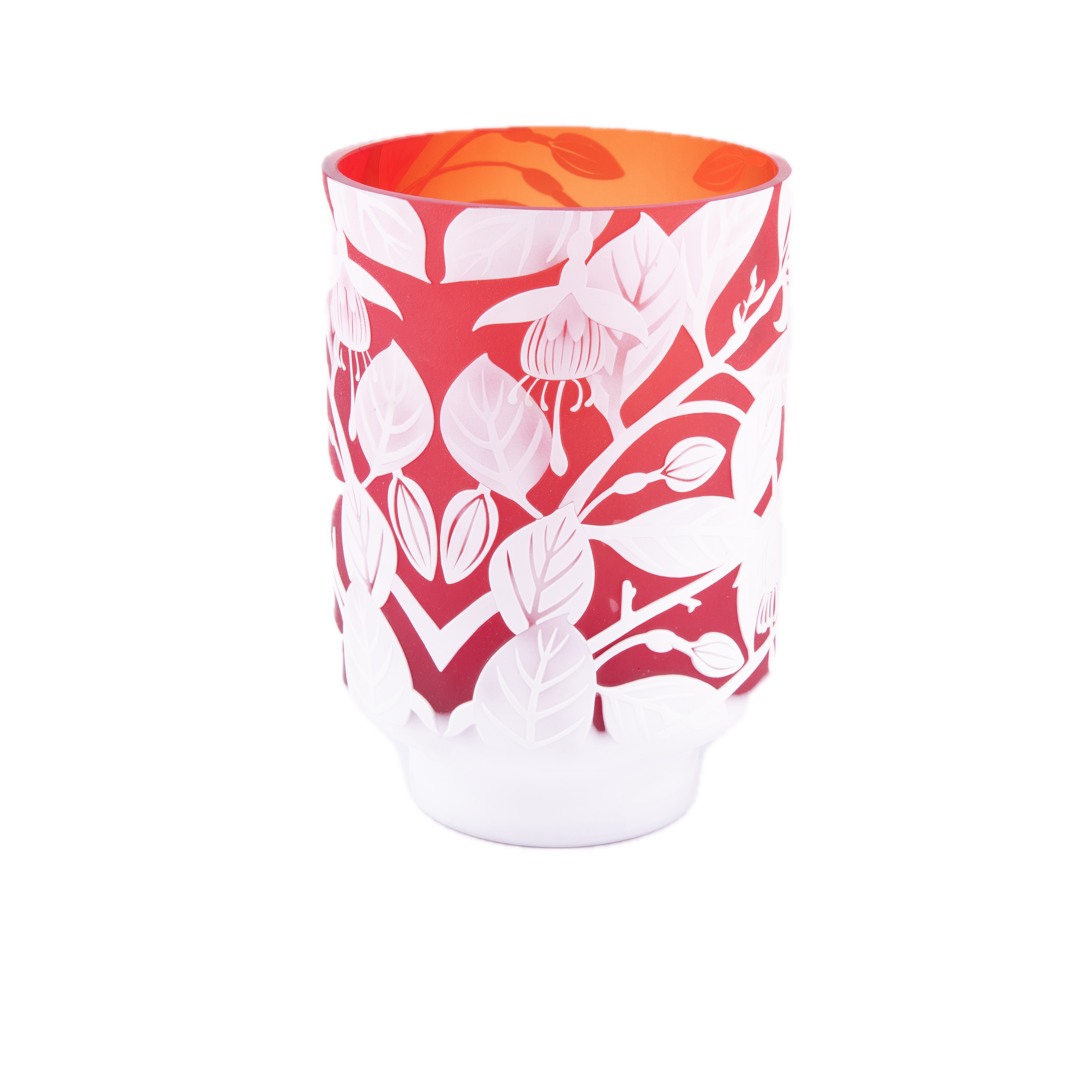 Global Views. Emma's Fuchsia Glass Table Vase in Red. Large Size