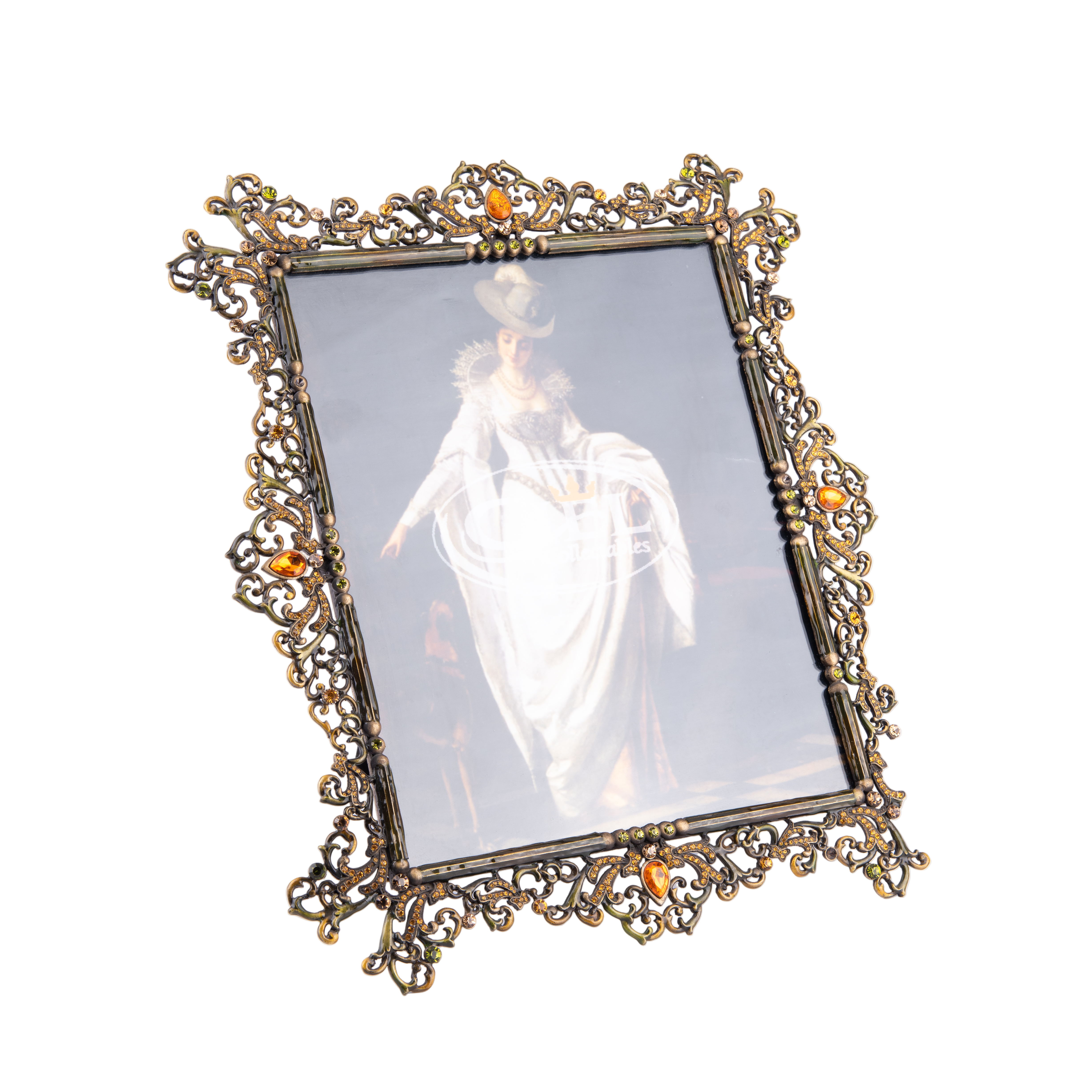 Jay Jayson's. Picture Frame Designed with Amber Crystals. Large Size