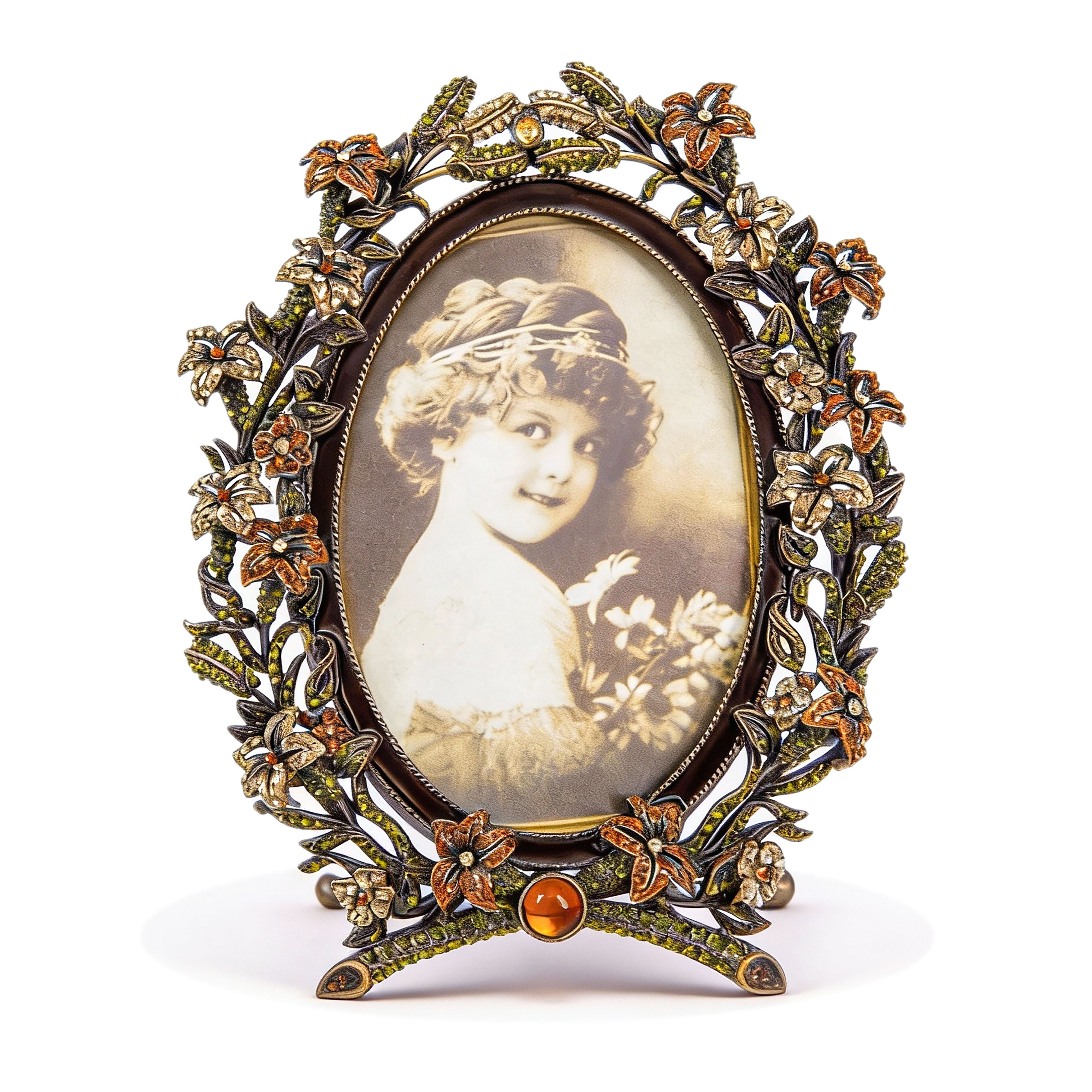 Jay Jayson's. Floral Picture Frame Studded with Swarovski.