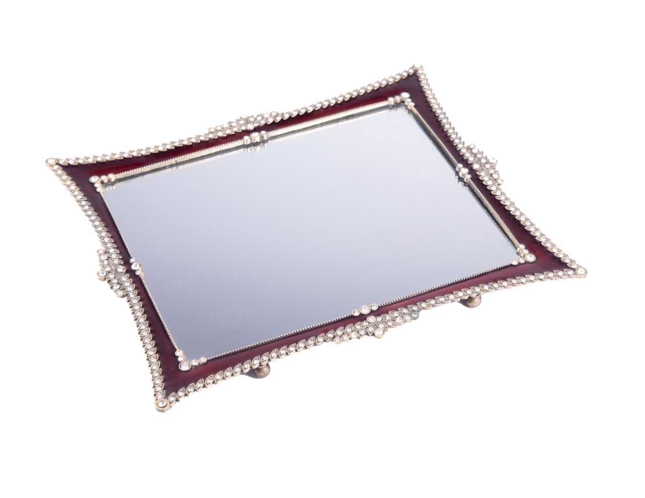 Jay Jayson's. Red Decorative Tray Studded with Crystals. Large Size