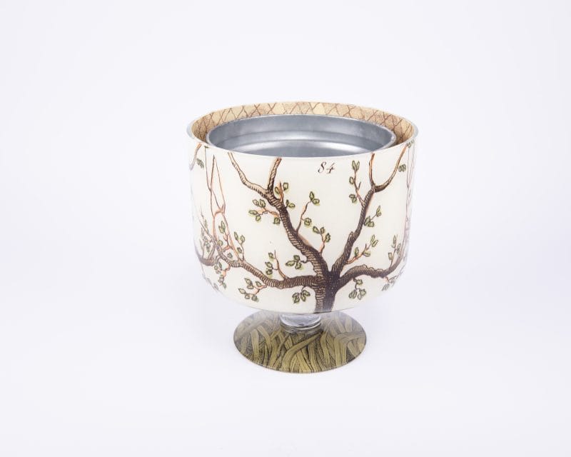John Derian. Cache Pot with Tree Illustration