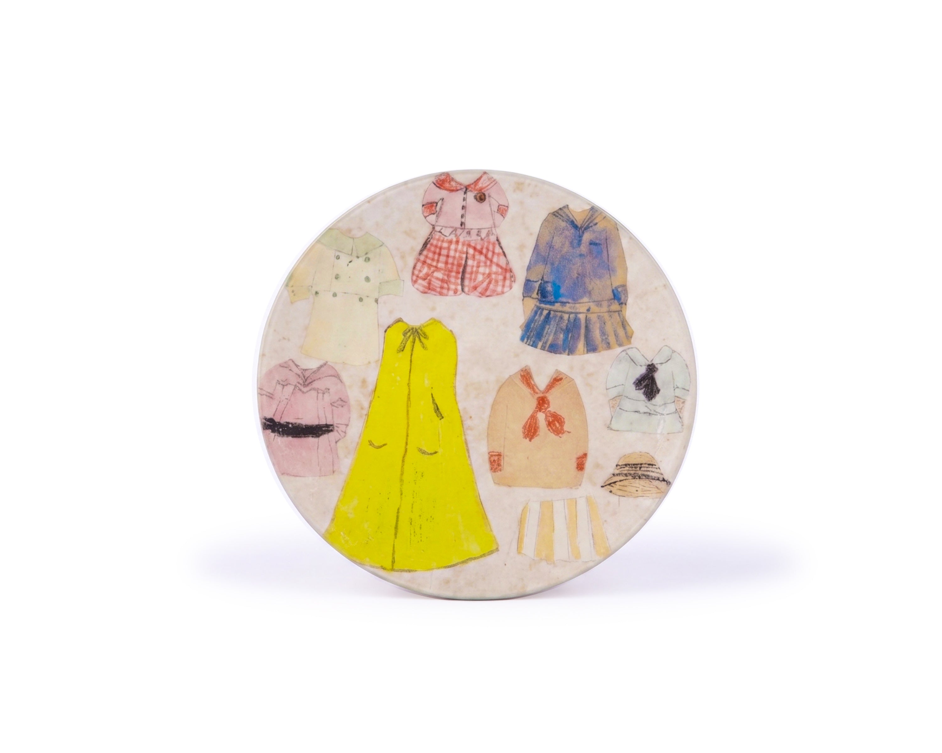 John Derian. Wall Decorative Plate Designed with Yellow Dress. Small Size
