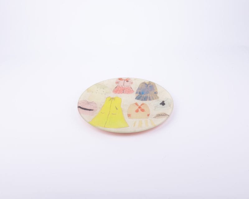 John Derian. Wall Decorative Plate Designed with Yellow Dress. Small Size