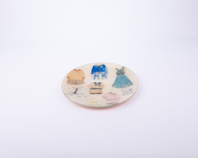 John Derian. Wall Decorative Plate Designed with Blue Dress. Small Size