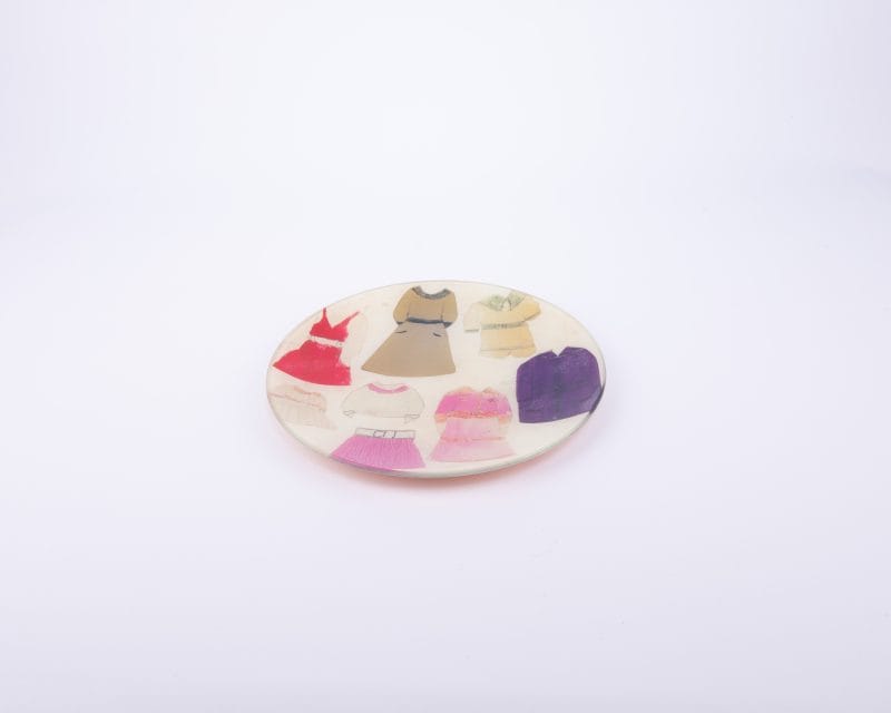 John Derian. Wall Decorative Plate Designed with Purple Dress. Small Size