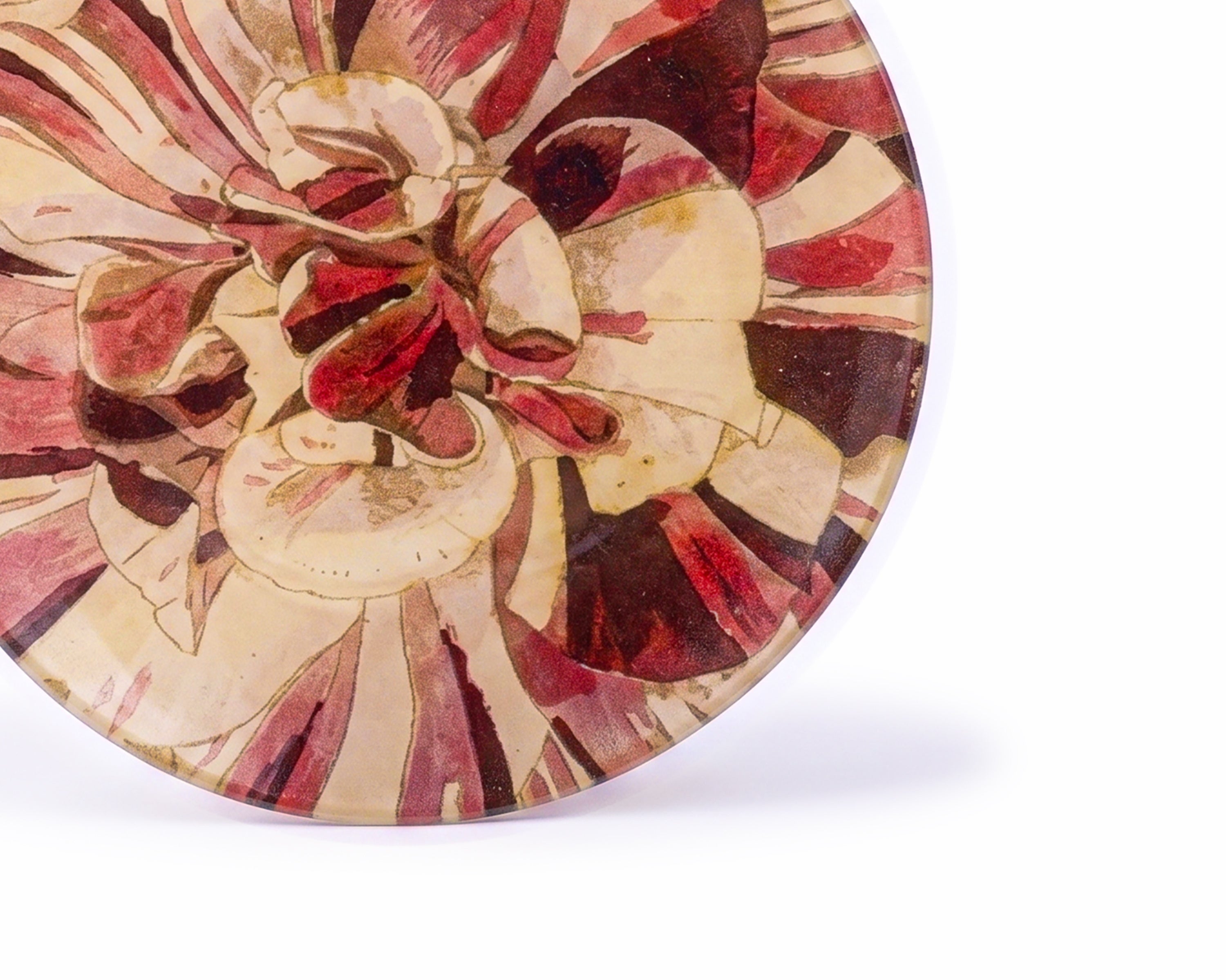 John Derian. Wall Decorative Plate Designed with Beige Dianthus
