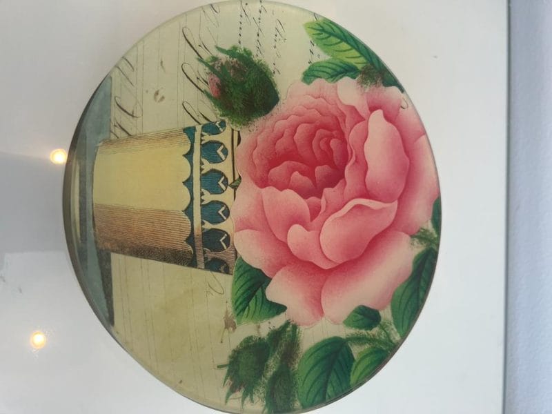 John Derian. Wall Decorative Plate Designed with Rose Vase