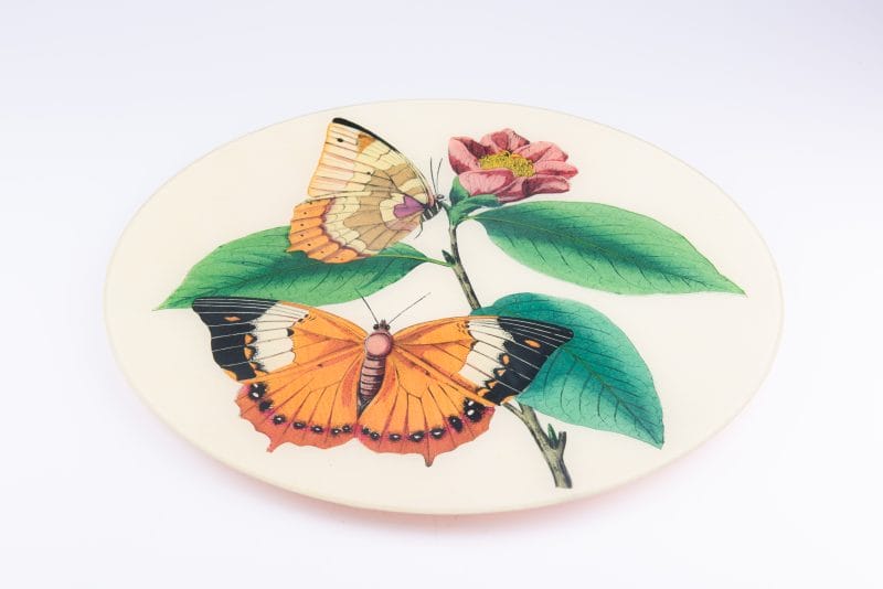John Derian. Wall Decorative Plate Designed with Butterflies