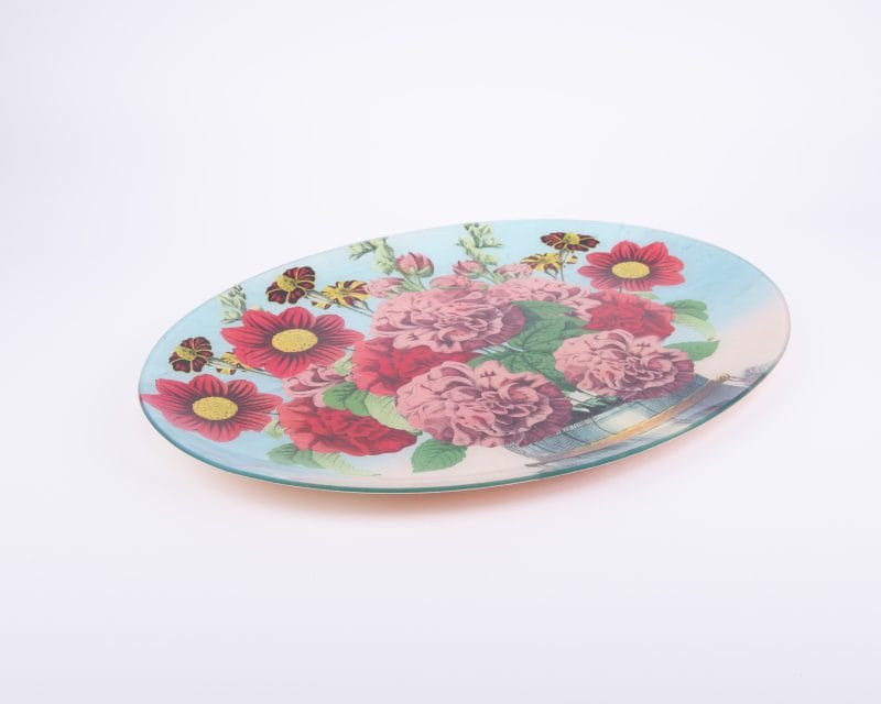 John Derian. Wall Decorative Plate with Flowers Illustration