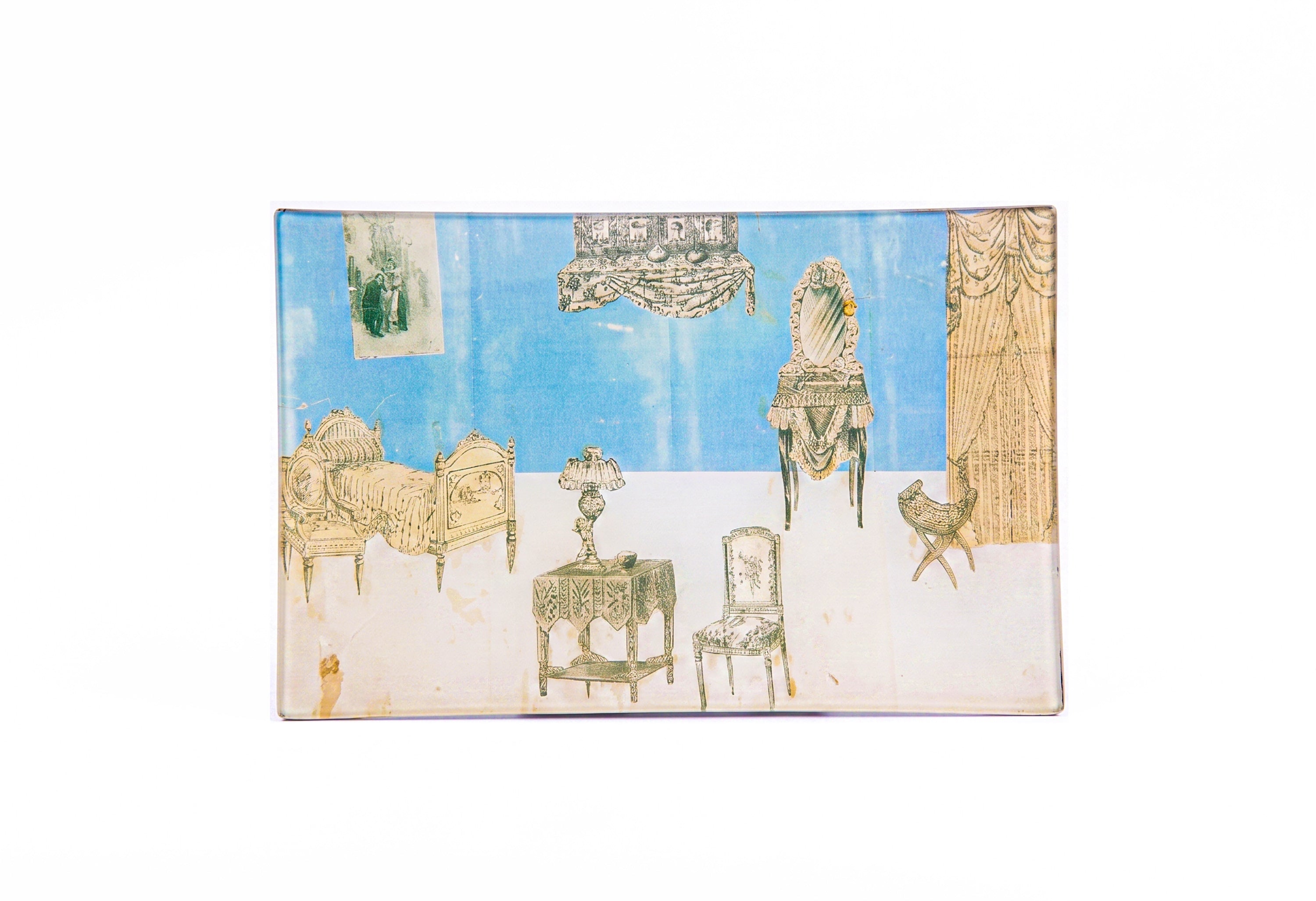 John Derian. Wall Decorative Plate Designed with Room Illustration