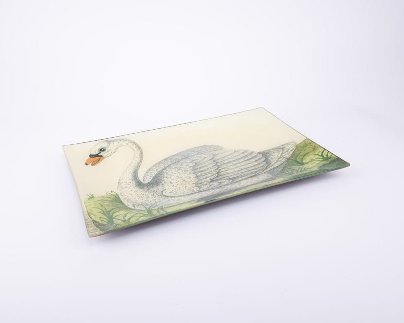 John Derian. Wall Decorative Plate with Swan Illustration