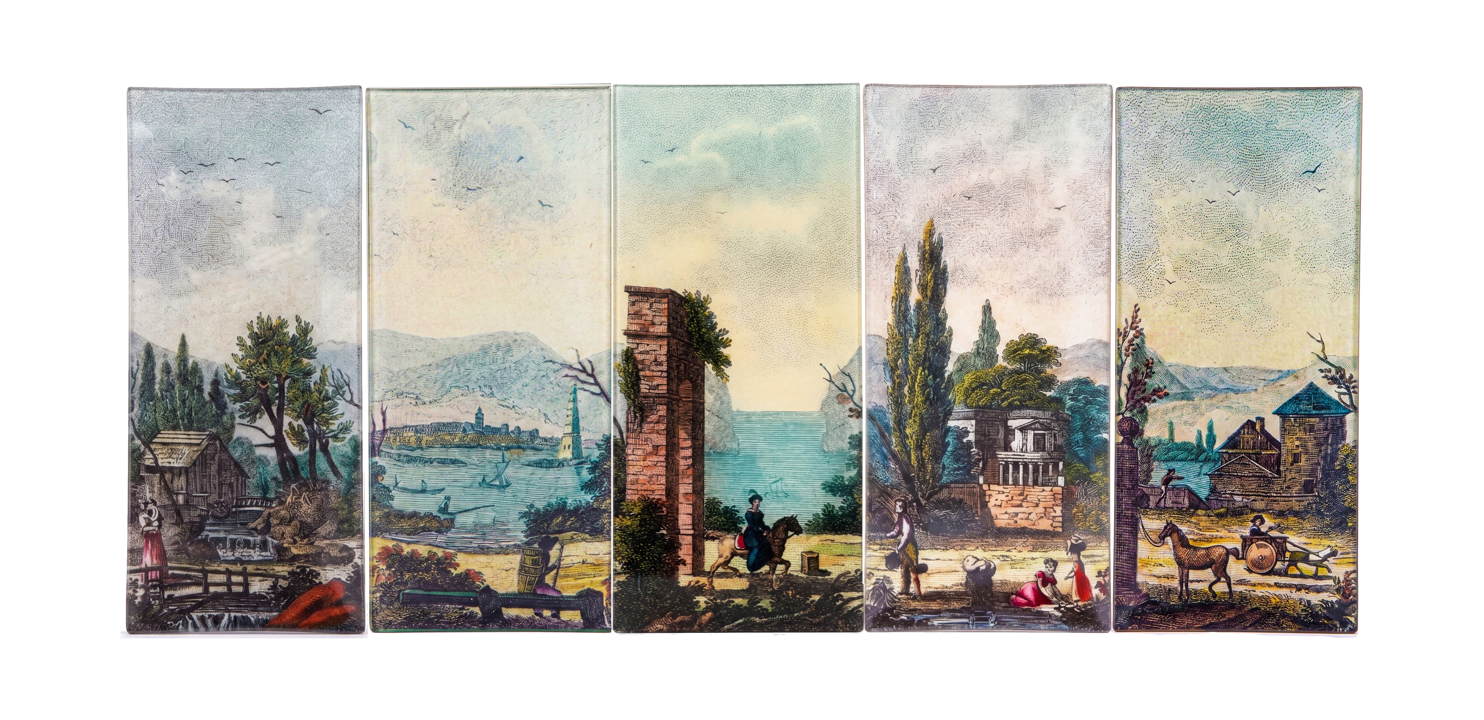 John Derian. Wall Decorative Plate with Fishing Scene