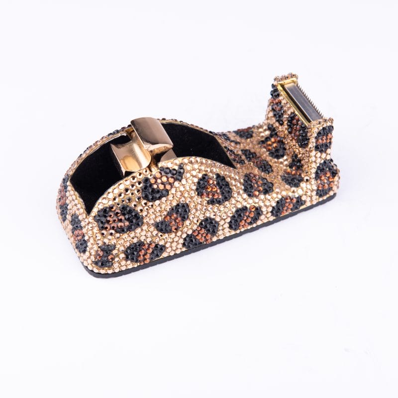 Stephanie Imports. Tape Dispenser in Leopard Print Studded with Swarovski