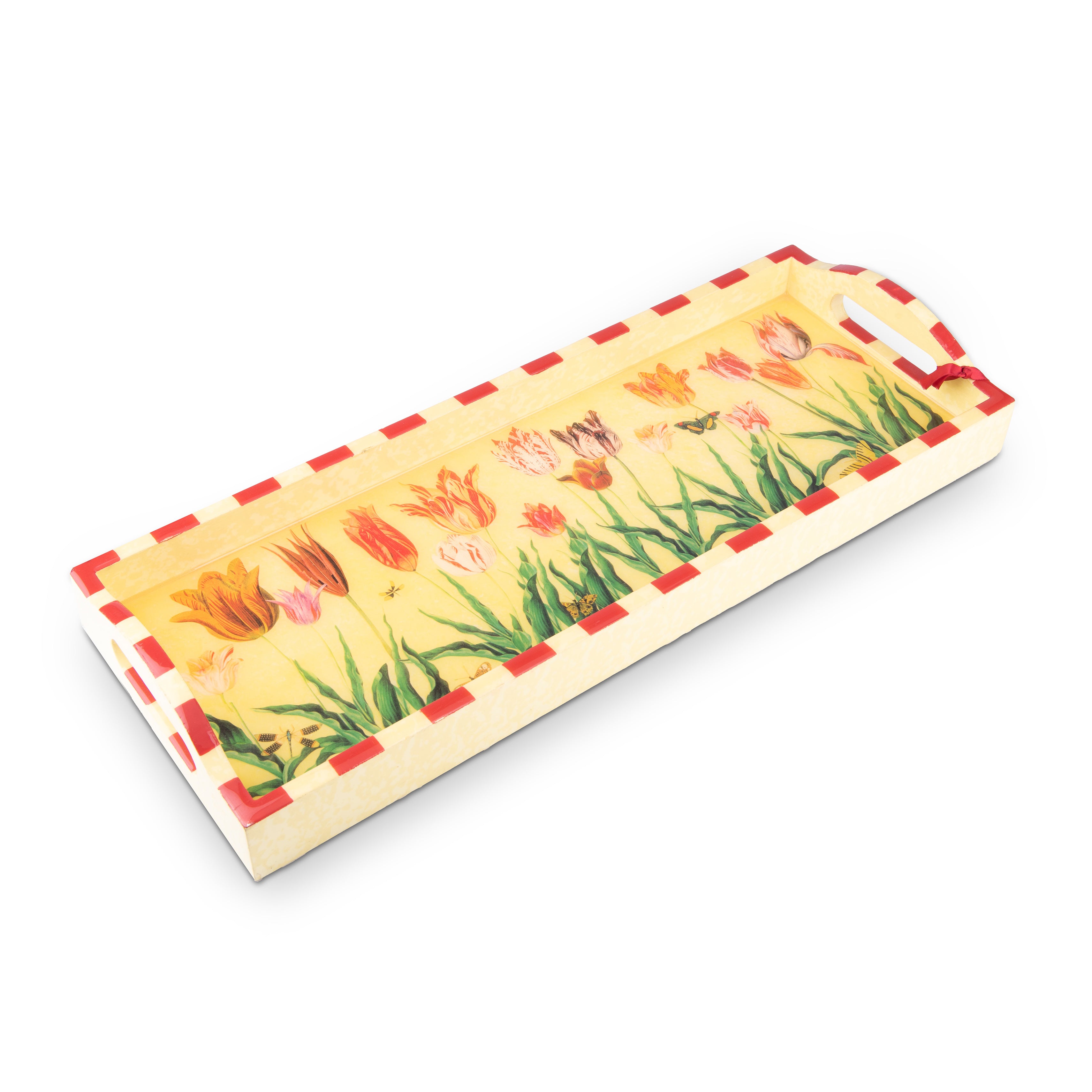 Annie Modica. Long Yellow Wooden Serving Tray.