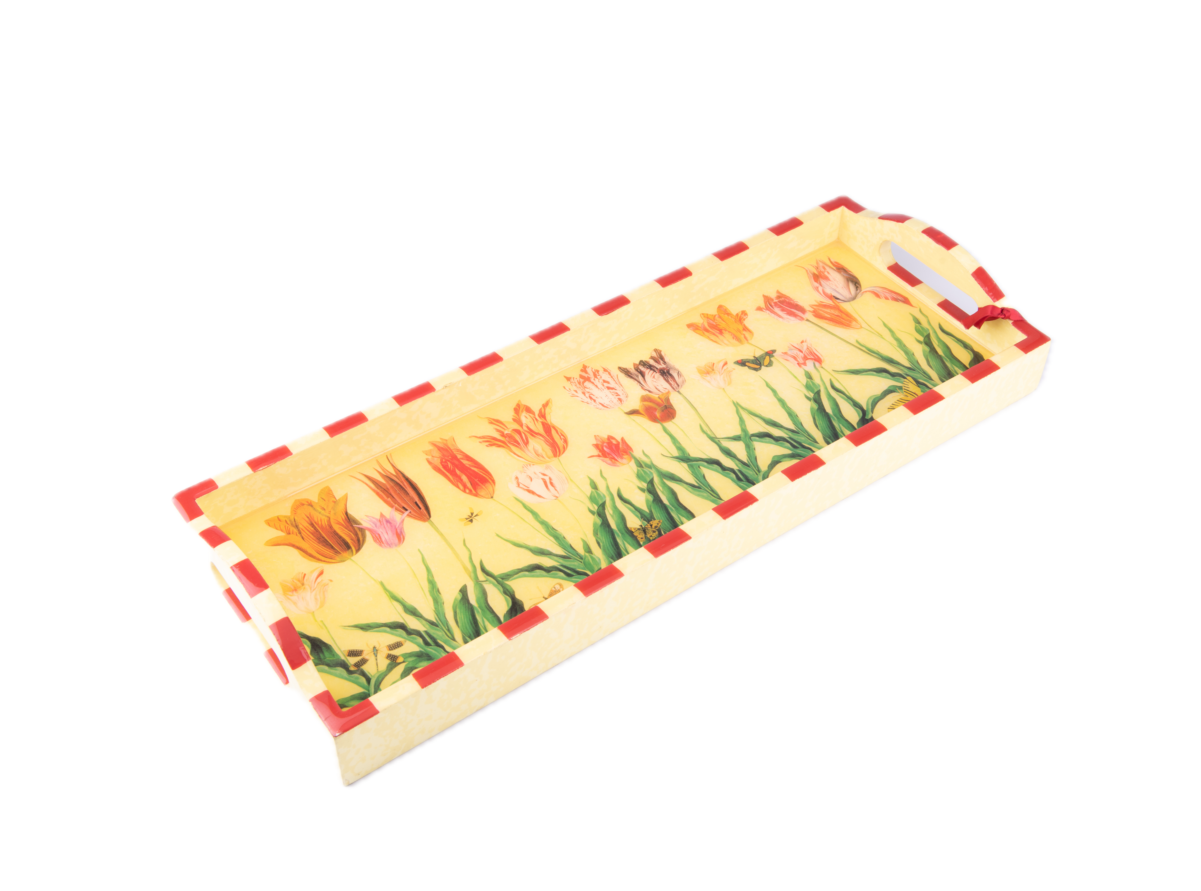 Annie Modica. Long Yellow Wooden Serving Tray.