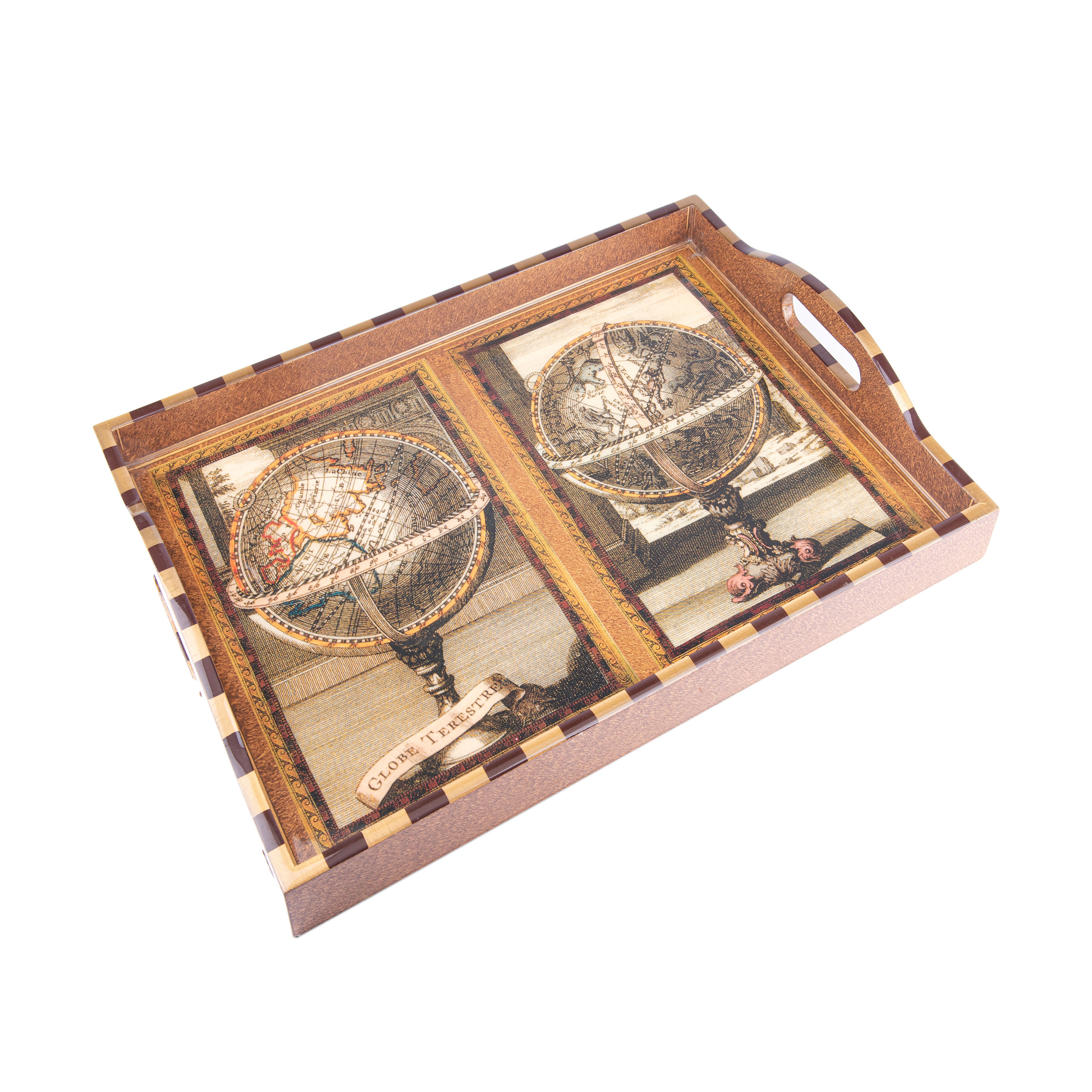 Annie Modica. Serving Tray Designed with Globe Prints. Large Size