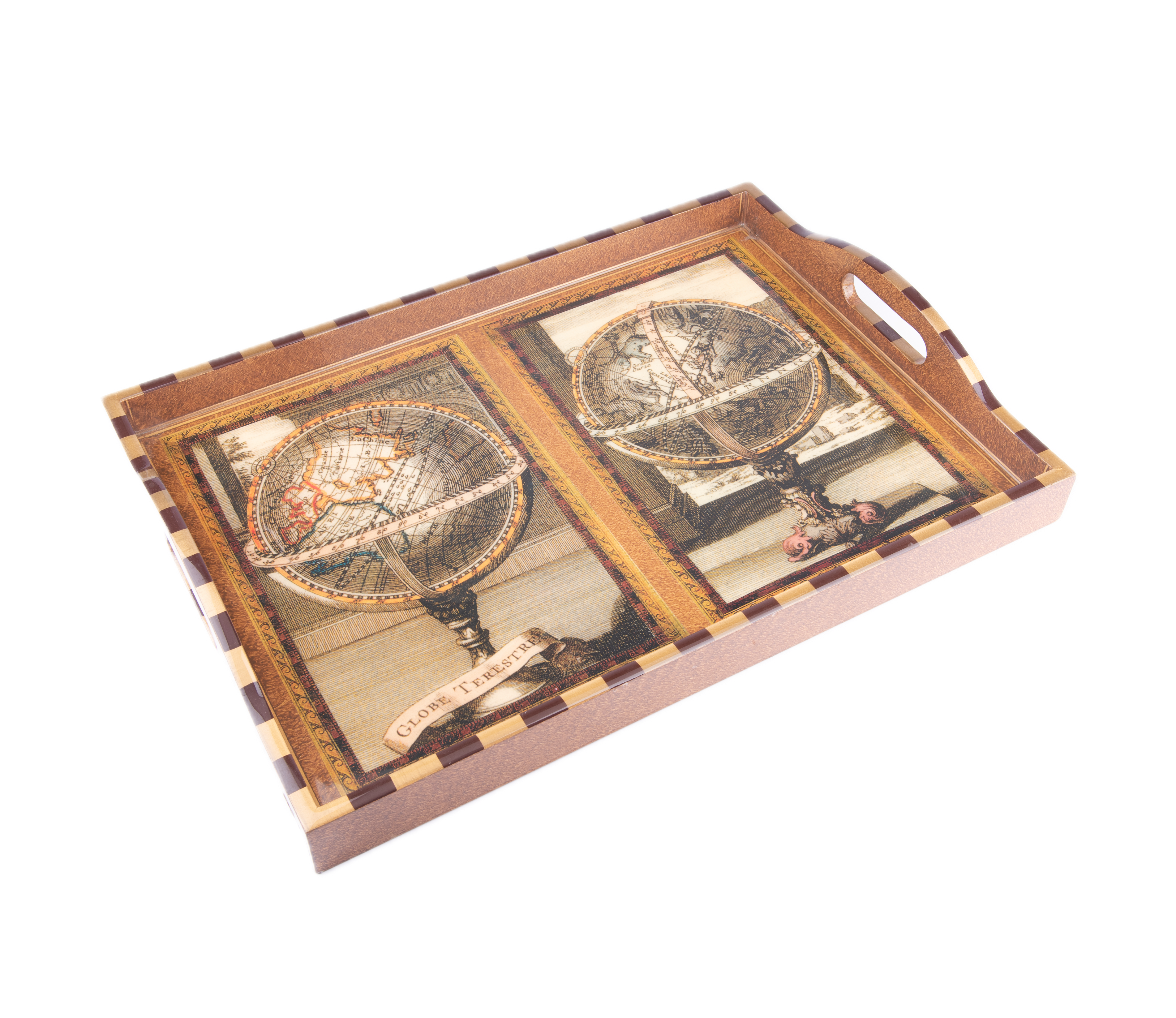 Annie Modica. Serving Tray Designed with Globe Prints. Large Size