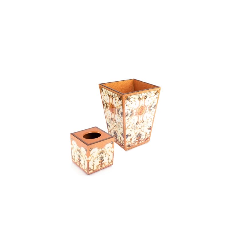 Annie Modica. Set of Amber Wastebasket & Tissue Box