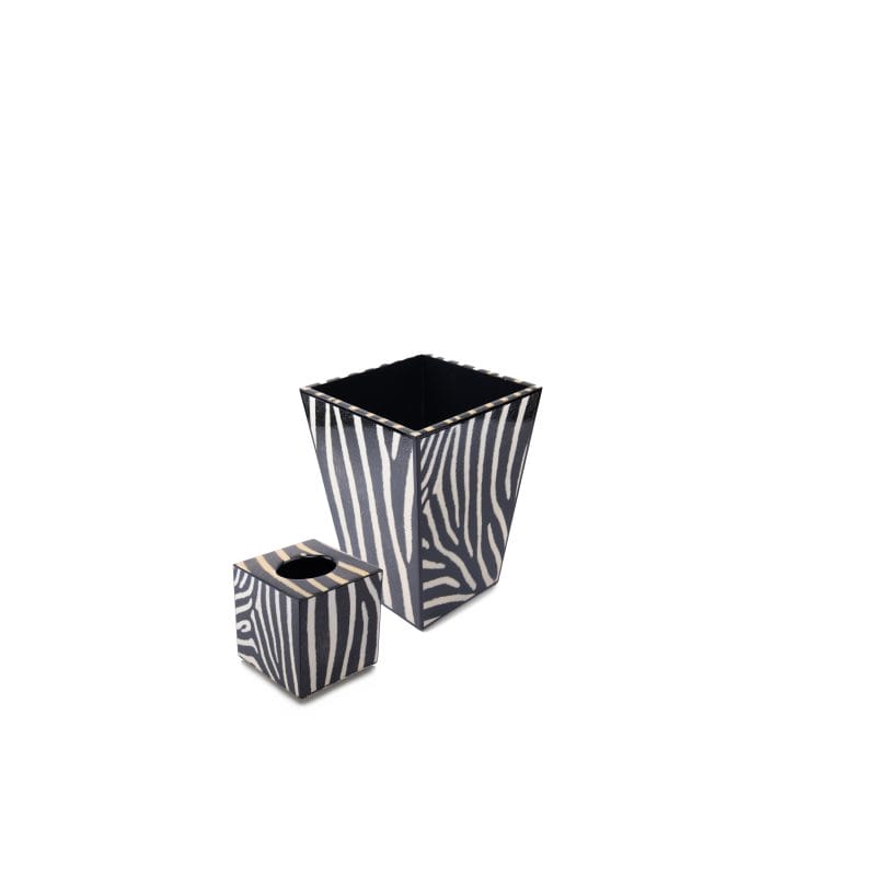 Annie Modica. Set of Wastebasket & Tissue Box in Zebra Print