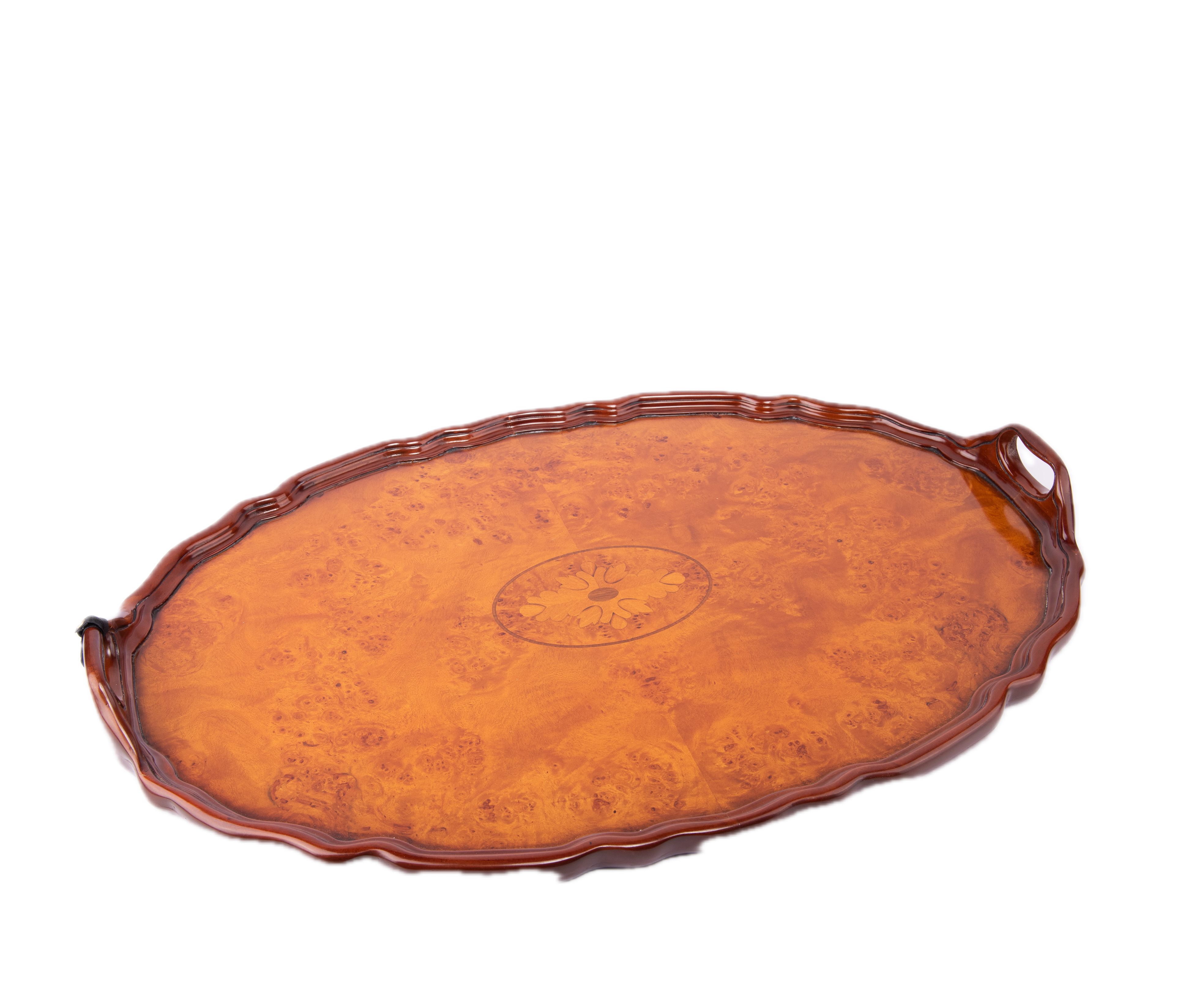 Jansen Furniture. Burled Wooden Tray. Large Size