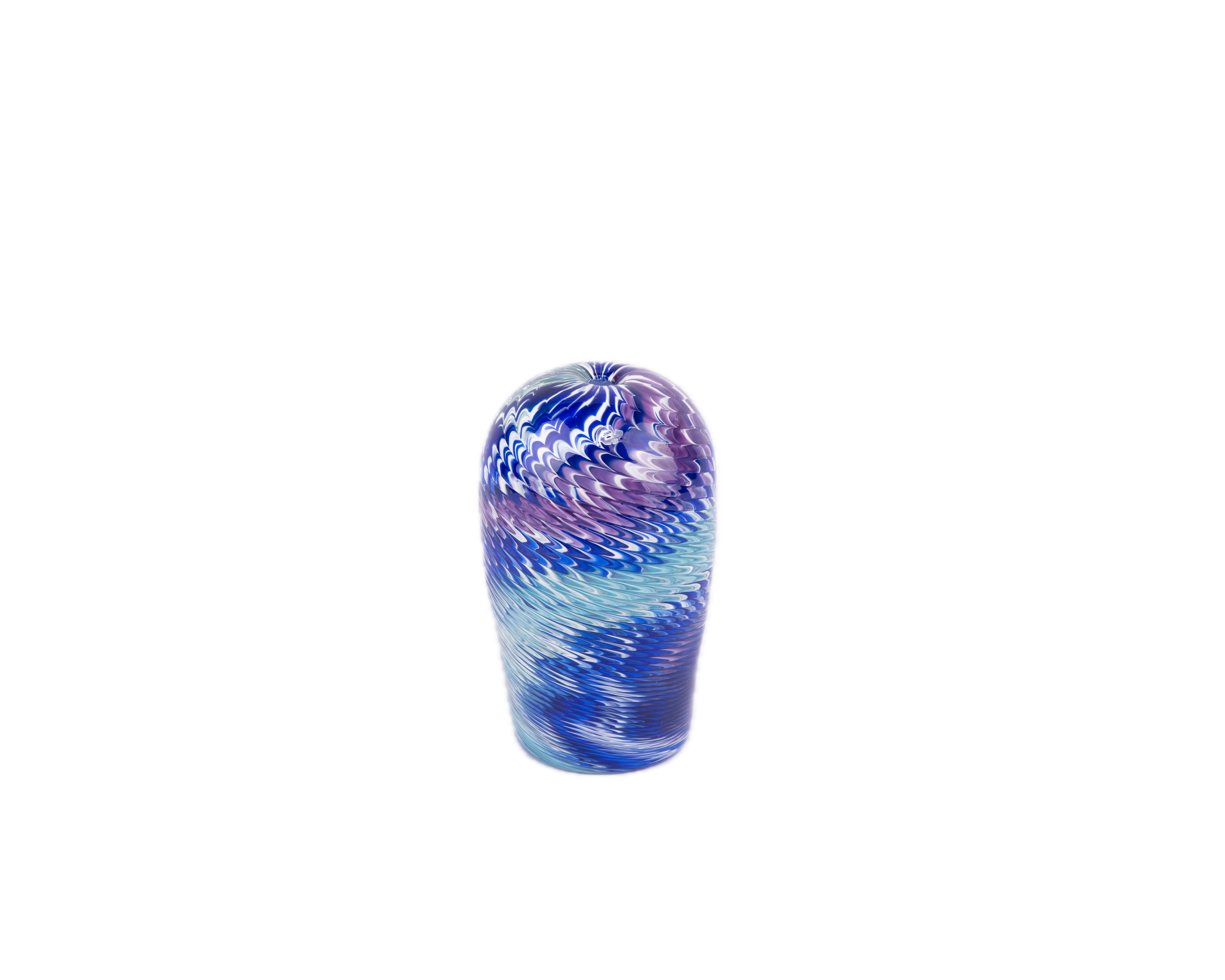 LBK Studio. Purple & Blue Swirl Glass Vase. Small Size