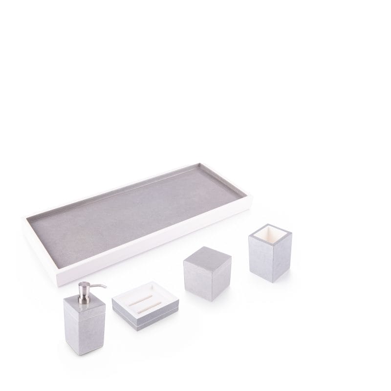 Pacific Connections. Grey Lacquer Bathroom Accessories Set.