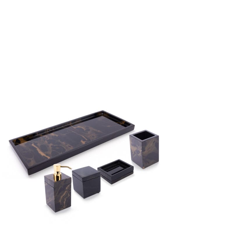 Pacific Connections. Black Lacquer Bathroom Accessories Set.