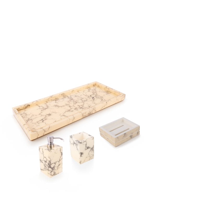 Pacific Connections. Cream Carrara Bathroom Accessories Set.