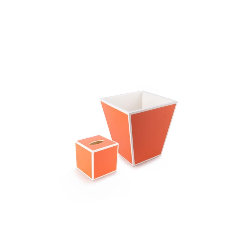 Pacific Connections. A Set of Orange Wastebasket & Tissue Box