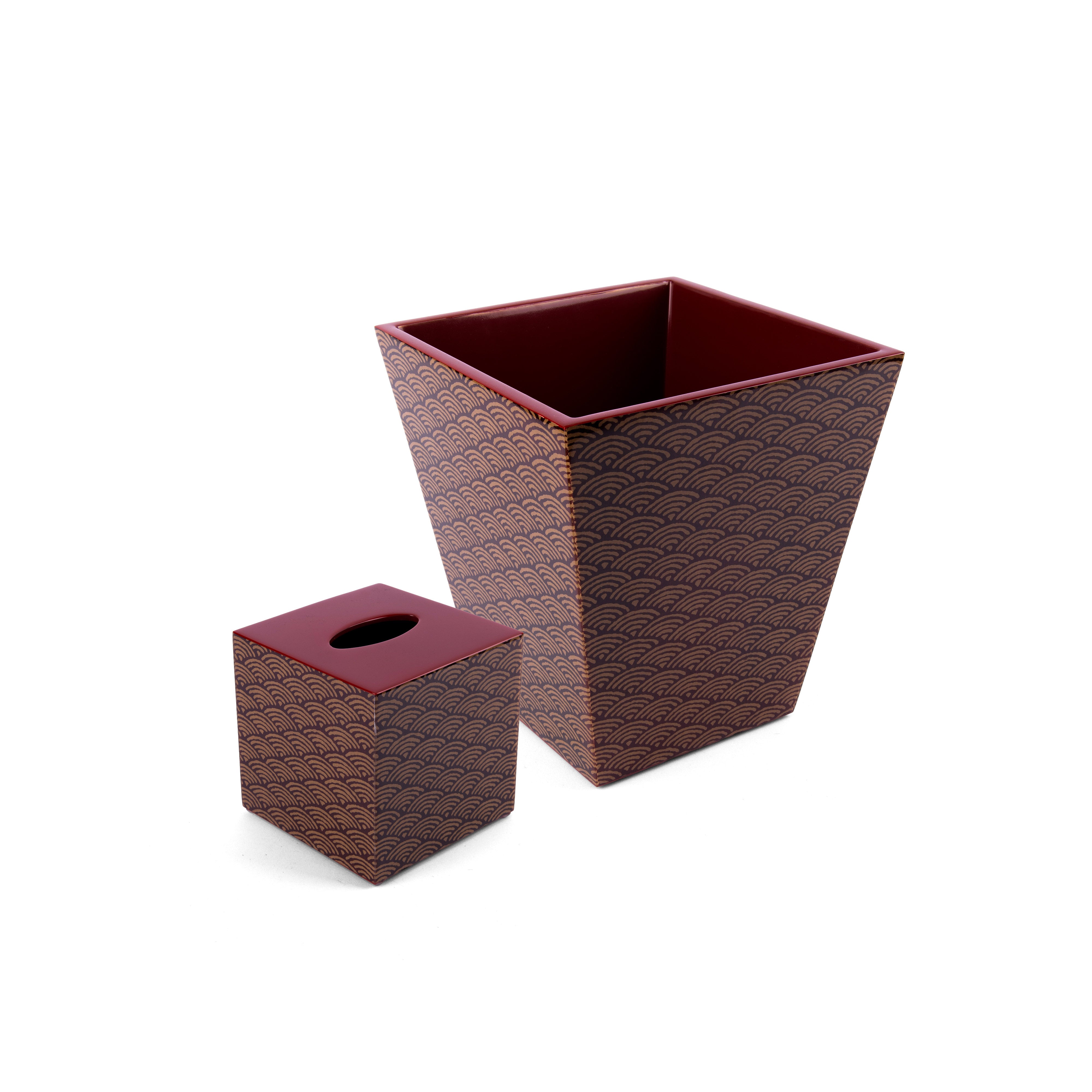 Pacific Connections. A Set of Wastebasket & Tissue Box in Wave Design